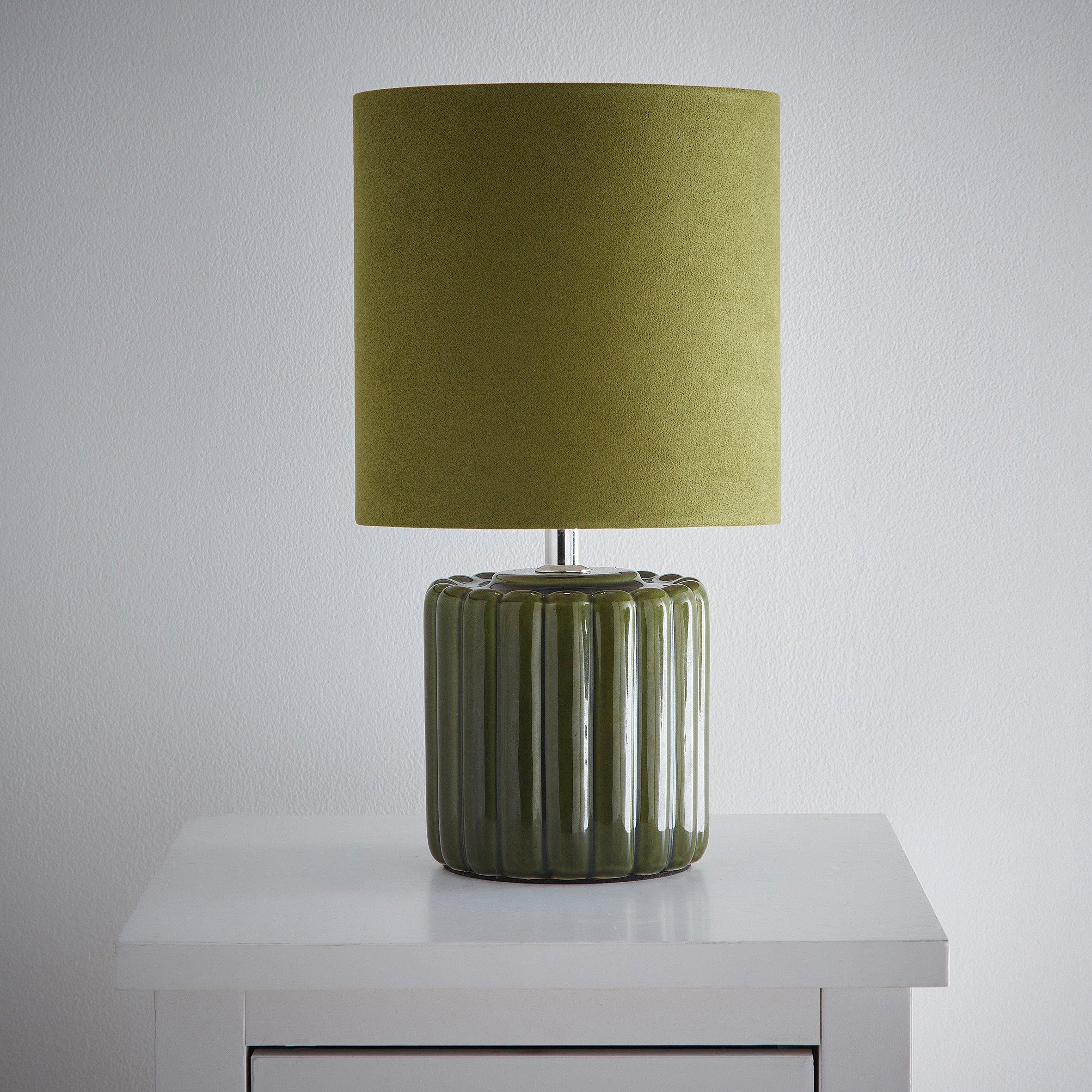 K Living  Zoe Ceramic Table Lamp With Matching Velvet Green