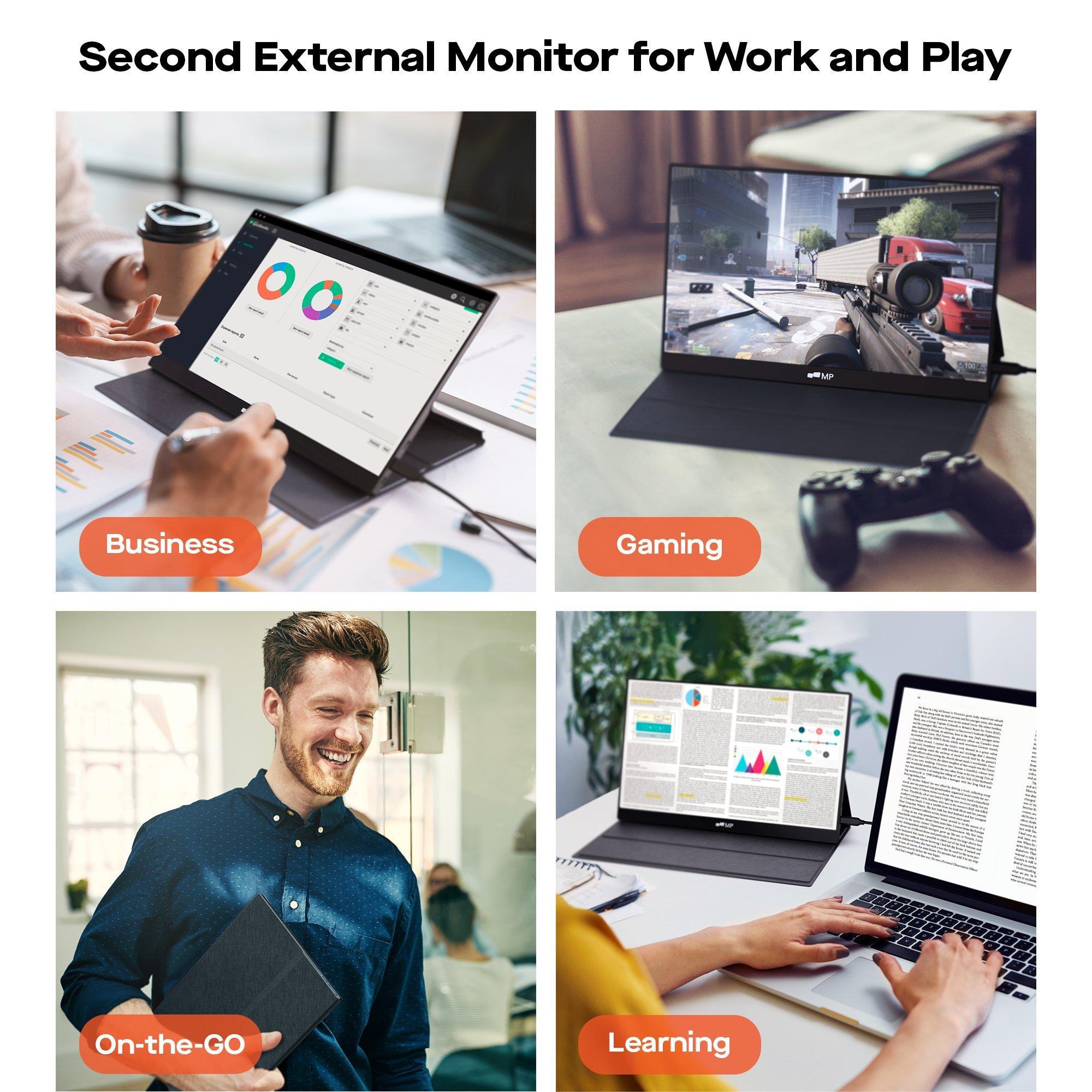 Black - MobilePixel - Mobile Pixels Fold 15.6 IPS Full HD 1080p Portable USB-C Monitor - 3