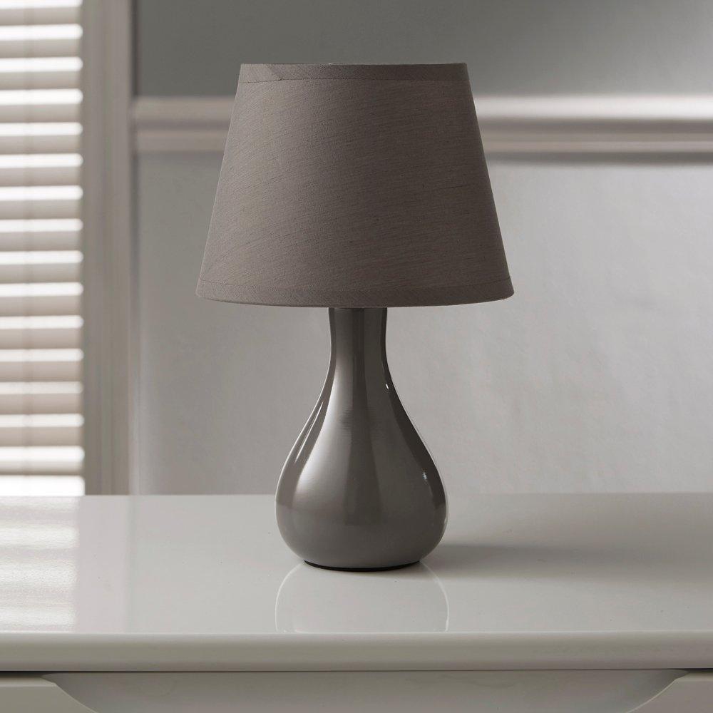 Grey - K Living - Calvin Small Ceramic Grey Table Lamp & Shade - 1