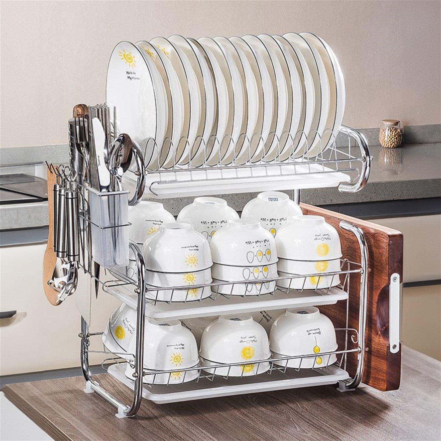 Life Ideas  3-Tier Dish Drainer Storage Stand White