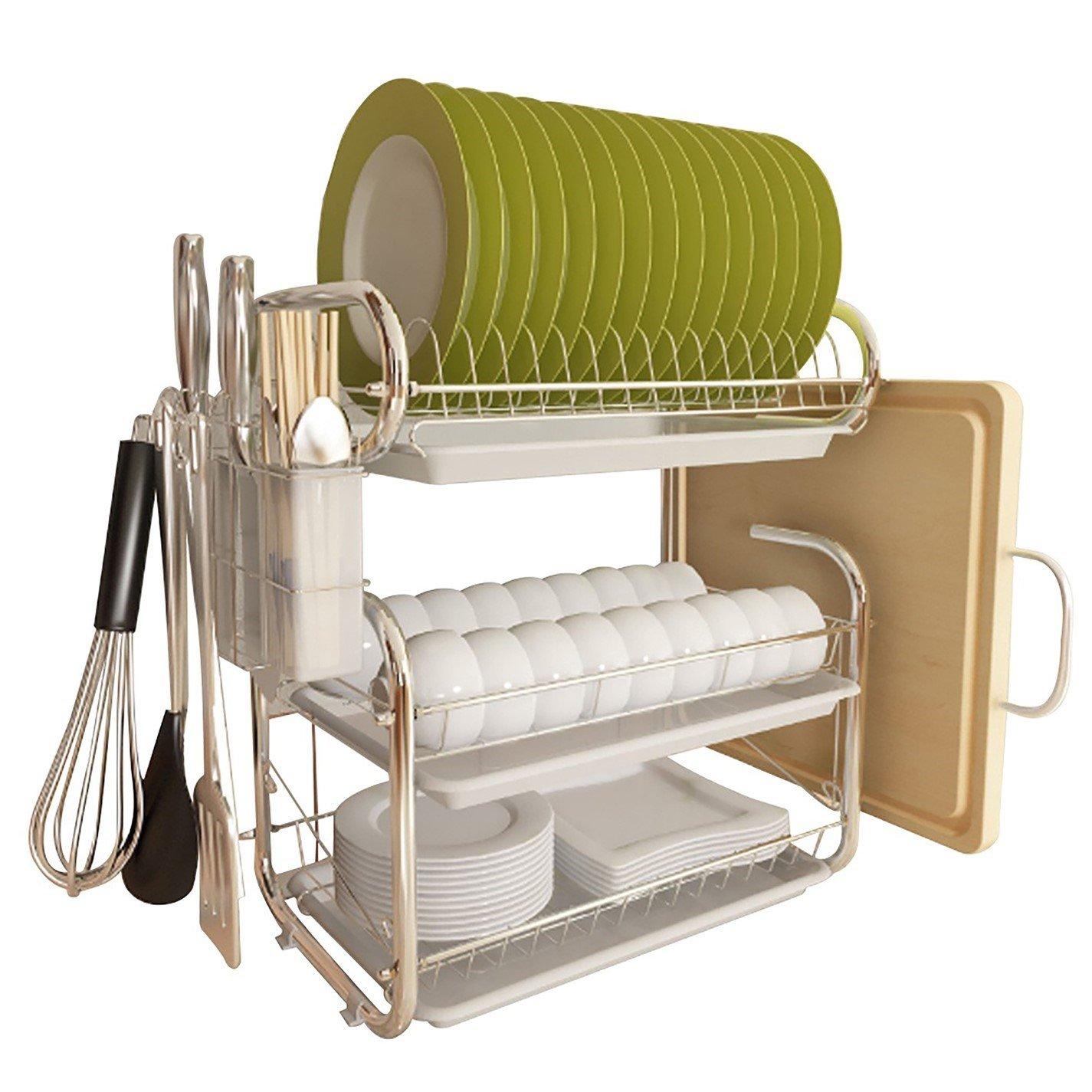 White - LIFE IDEAS - 3-Tier Dish Drainer Storage Stand White - 2