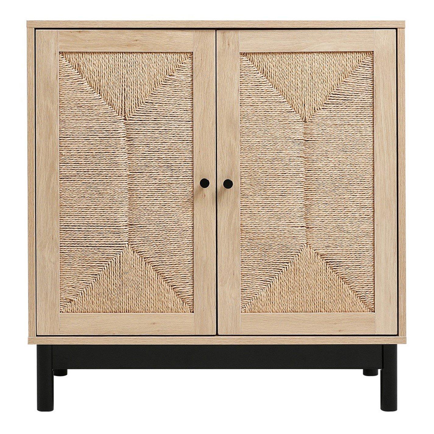 Brown - Kabinet UK - Wooden Sideboard with Double Woven Doors - 3
