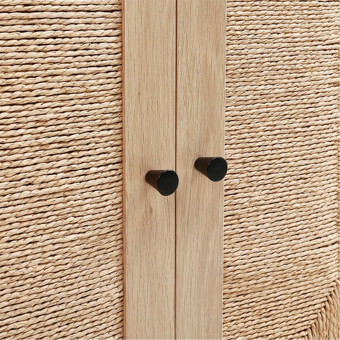 Brown - Kabinet UK - Wooden Sideboard with Double Woven Doors - 5