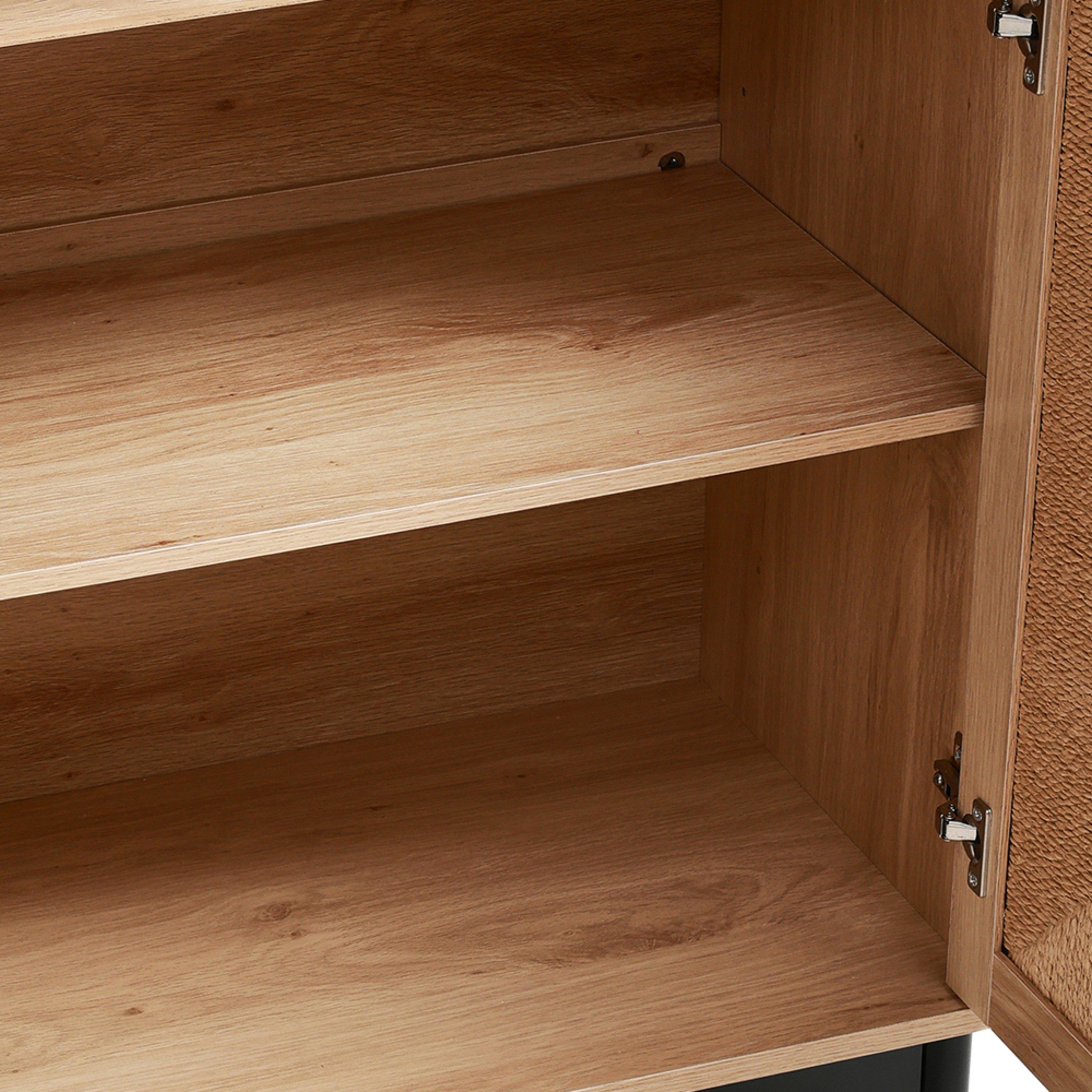 Brown - Kabinet UK - Wooden Sideboard with Double Woven Doors - 8