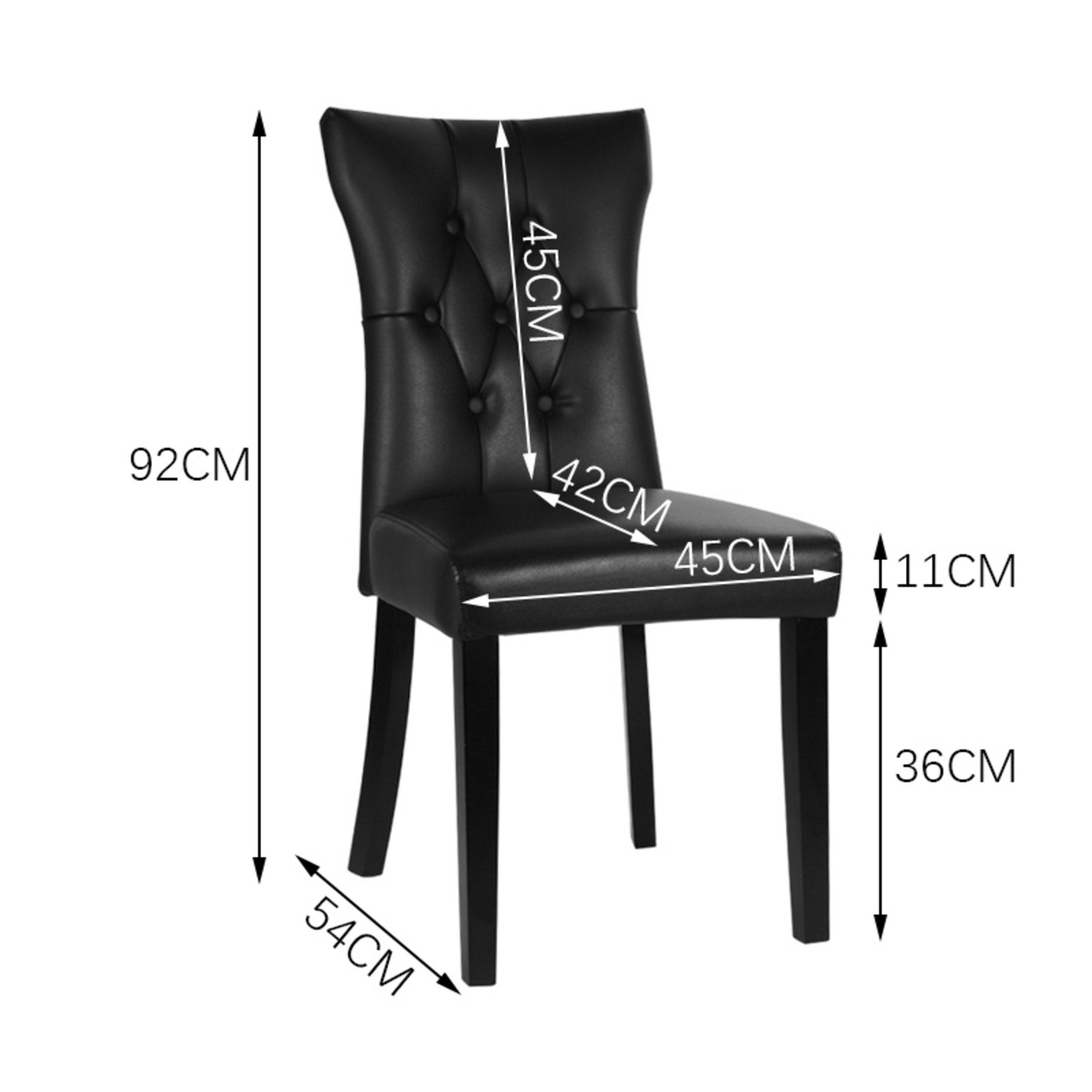 Black - Kabinet UK - Set of 2 High Backrest Leather Dining Chairs - 12