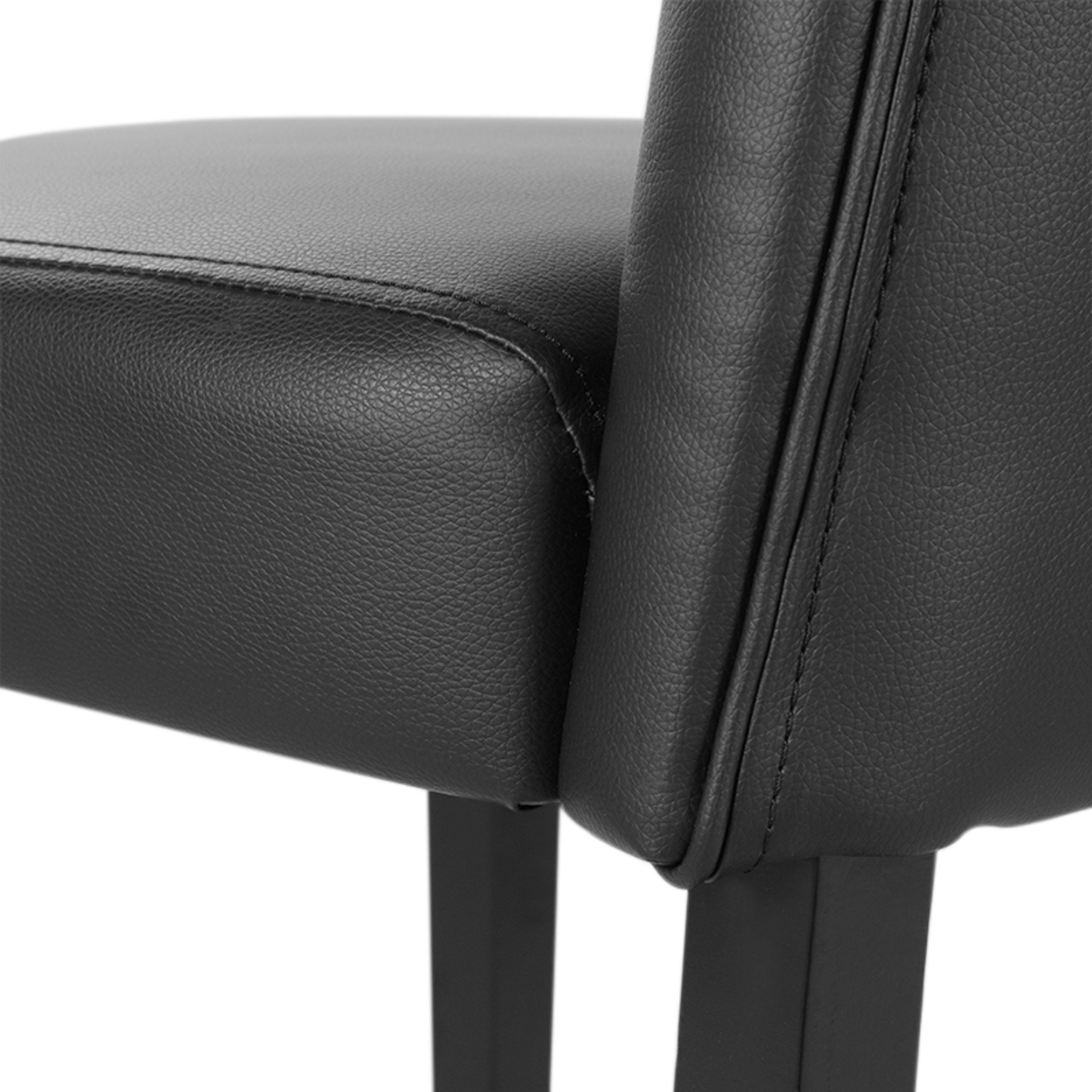 Black - Kabinet UK - Set of 2 High Backrest Leather Dining Chairs - 10