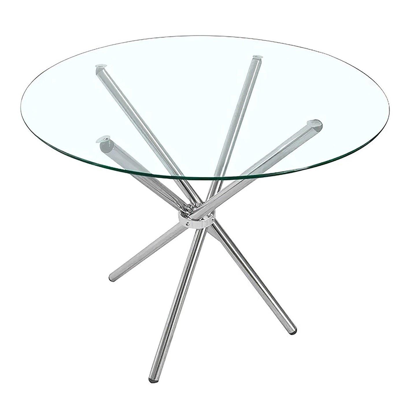 Transparent - Kabinet UK - Round Tempered Glass Table with 4 Chrome Legs - 3