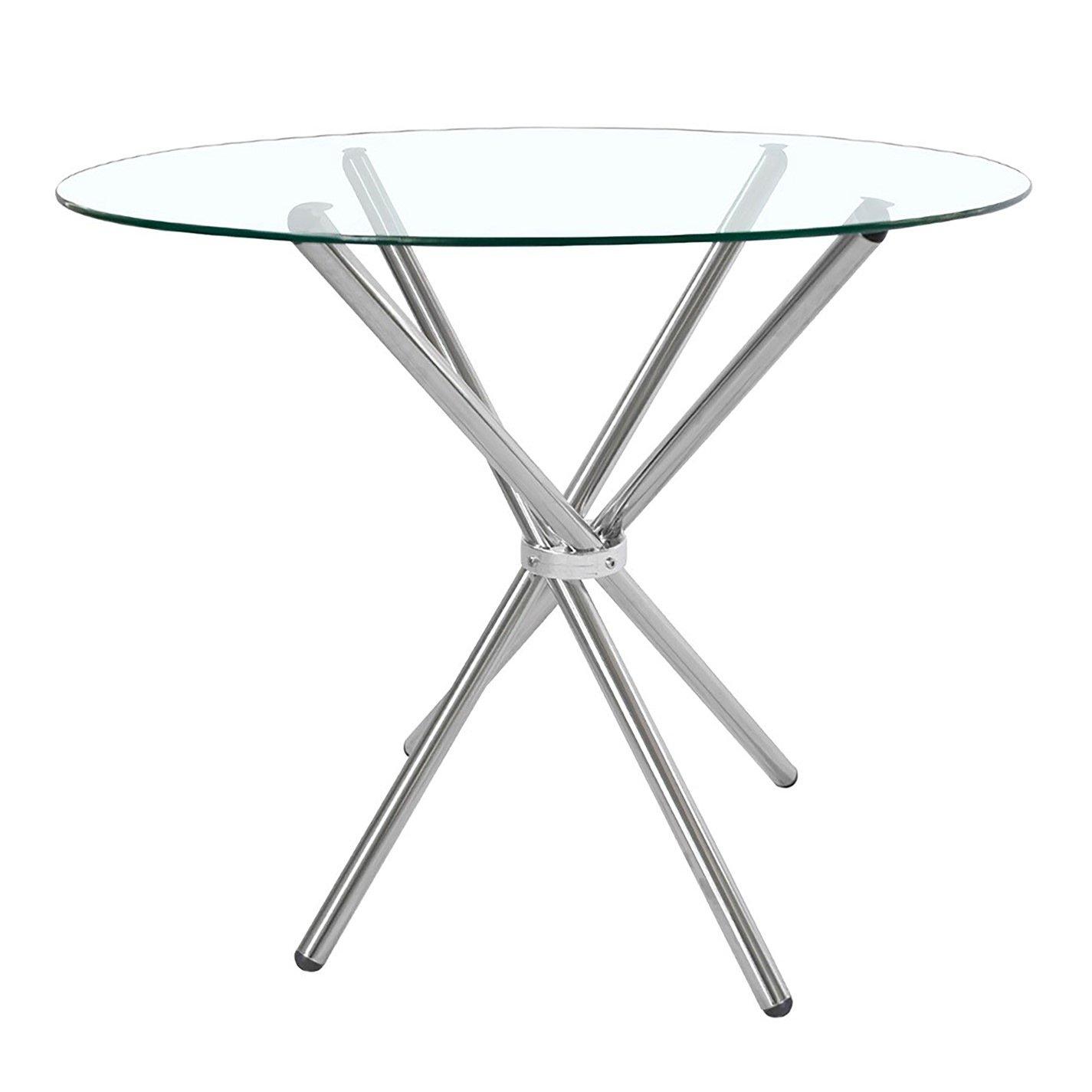 Transparent - Kabinet UK - Round Tempered Glass Table with 4 Chrome Legs - 4