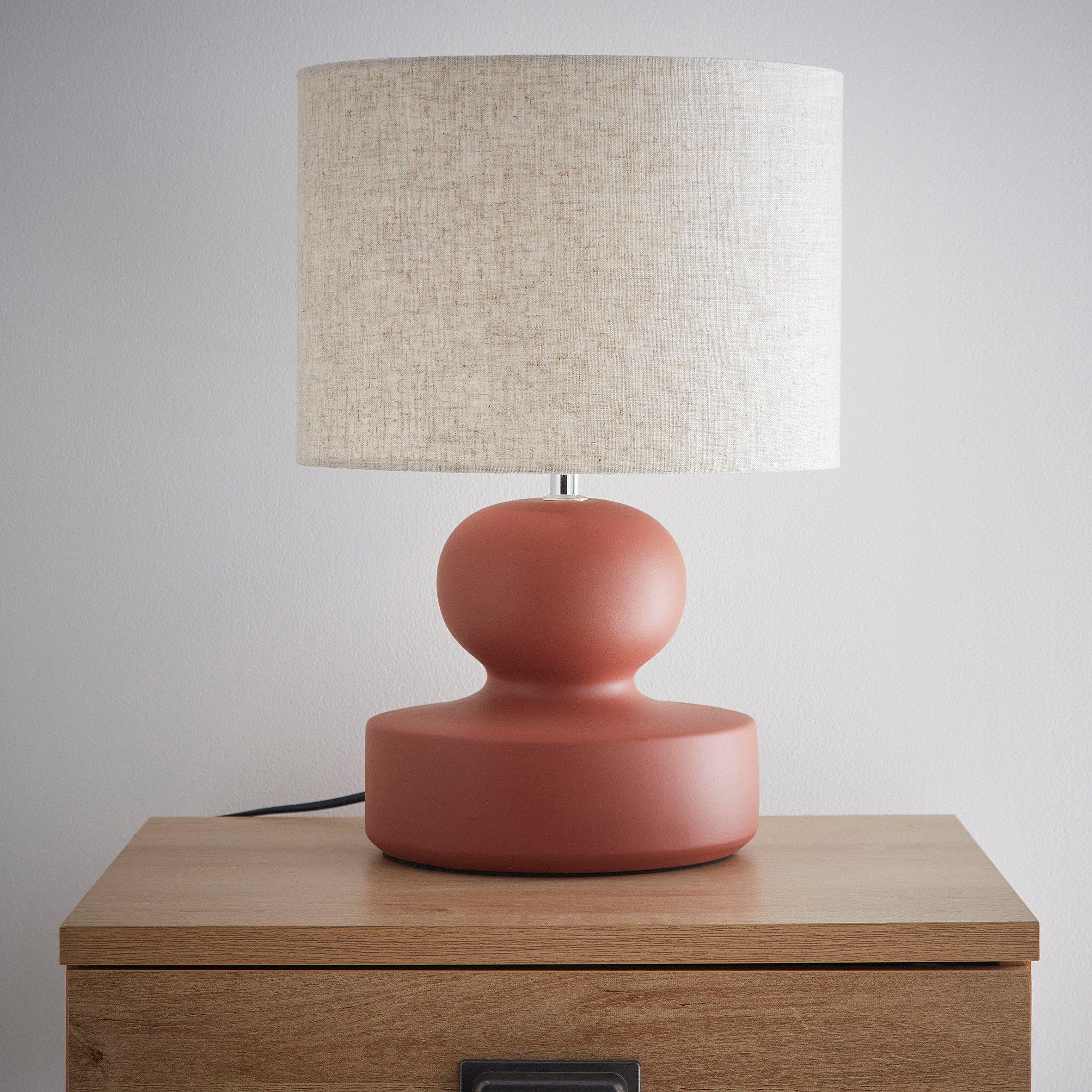 Red - K Living - Lia Red Ceramic Table Lamp With Ivory linen Shade - 1