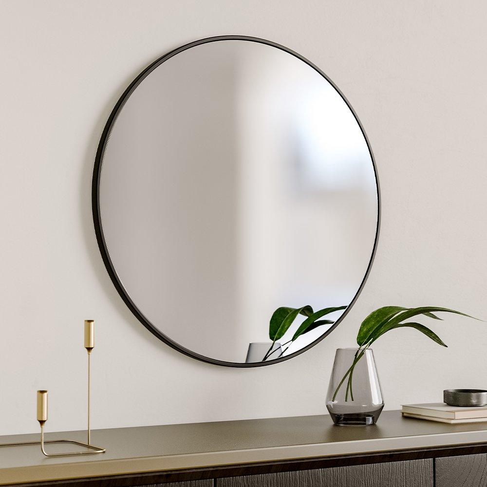 Black - Kabinet UK - Black Round Wall-Mounted Bathroom Mirror 80cm - 1