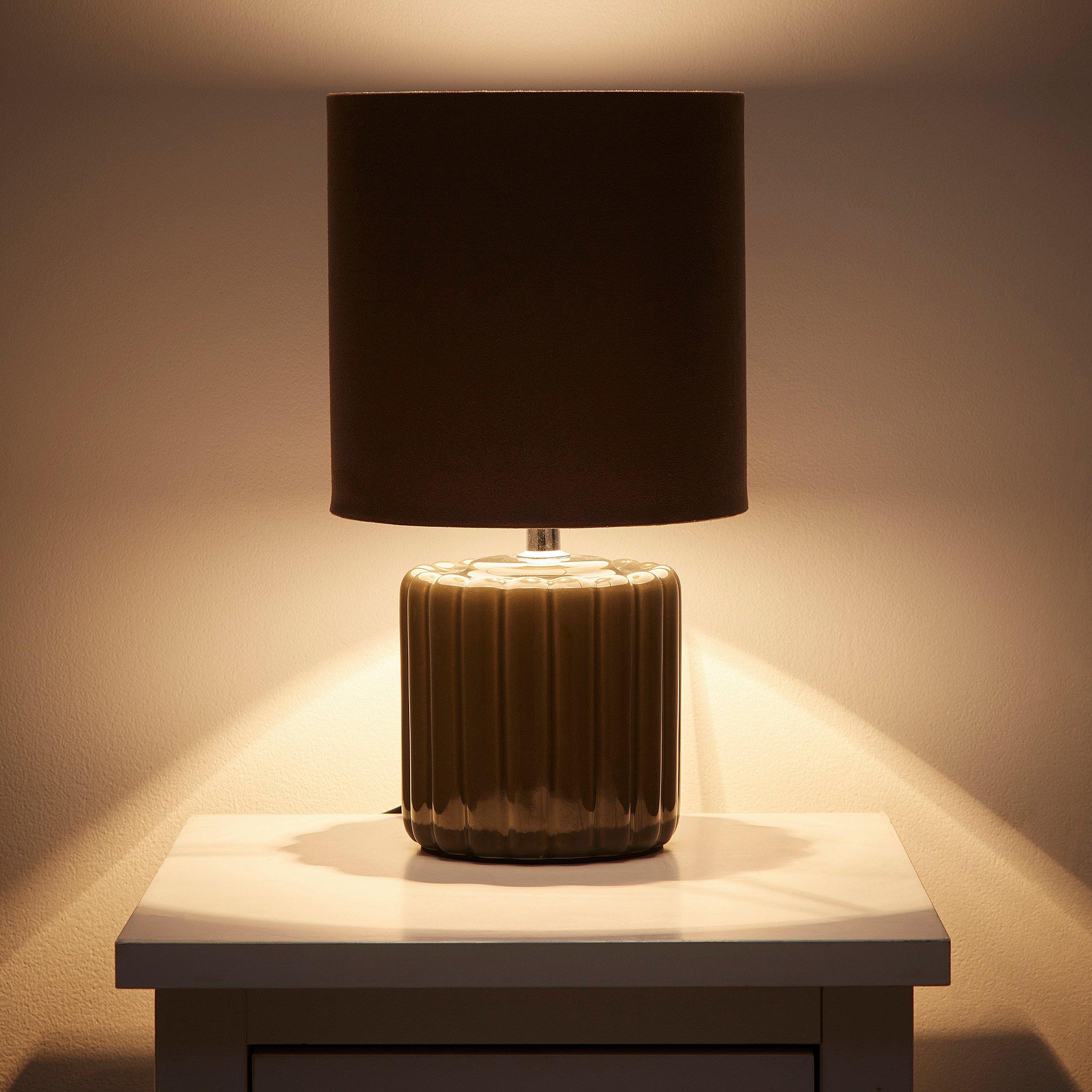 Grey - K Living - Zoe Grey Ceramic Table Lamp With Matching Velvet S - 2