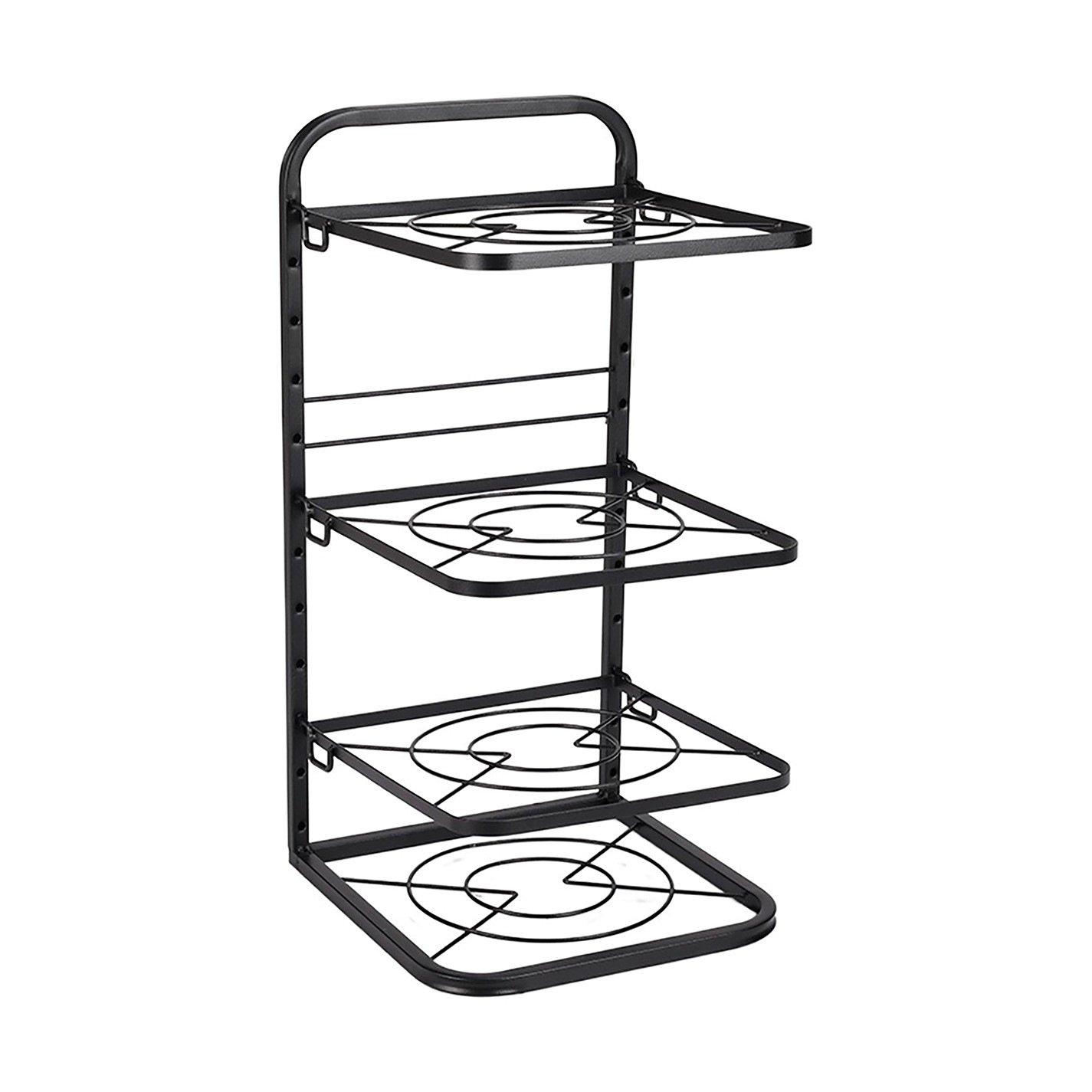 Black - LIFE IDEAS - 4-Tier Adjustable Metal Pot Rack for Kitchen - 2