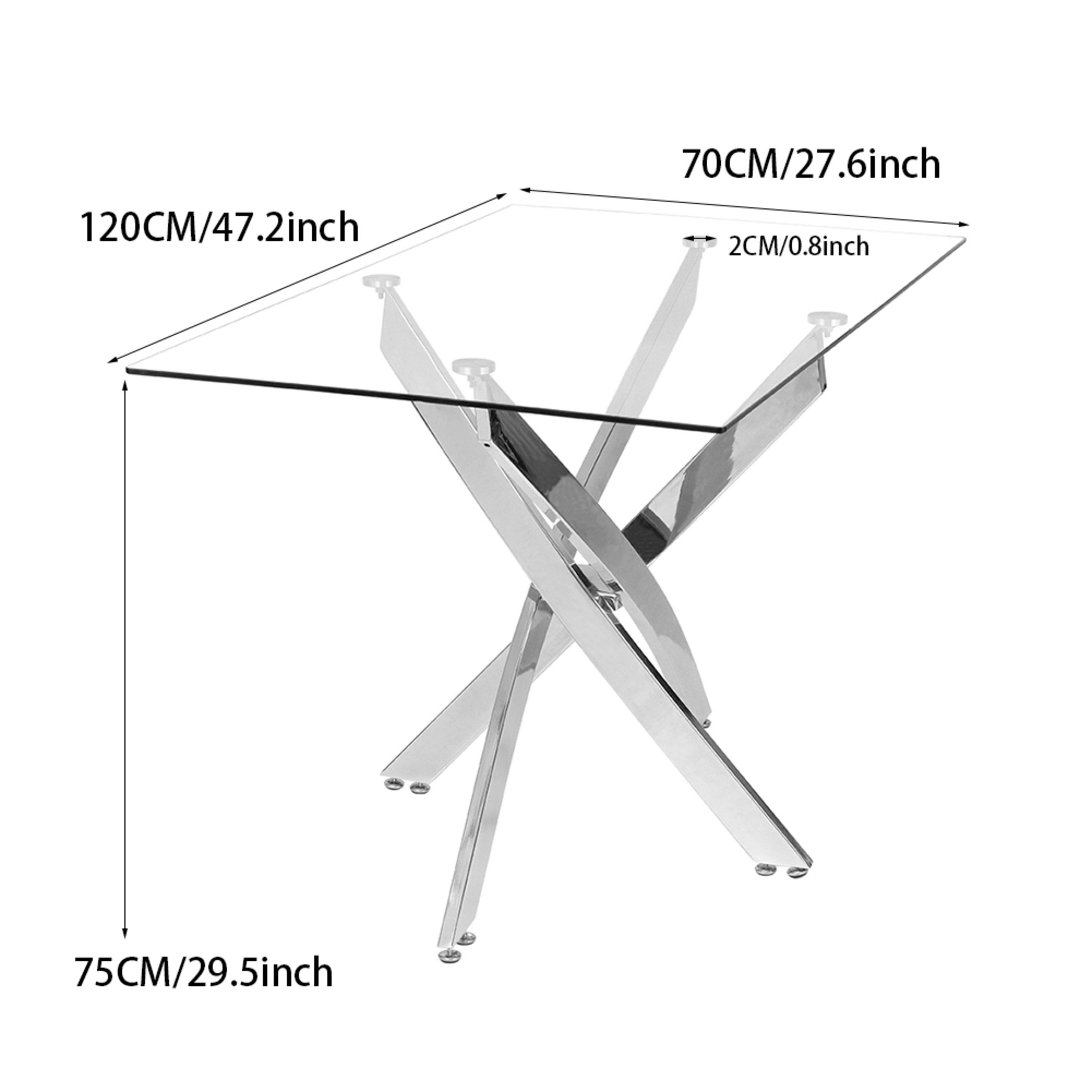 Transparent - Kabinet UK - Rectangular Tempered Glass Table with Chrome Legs - 9