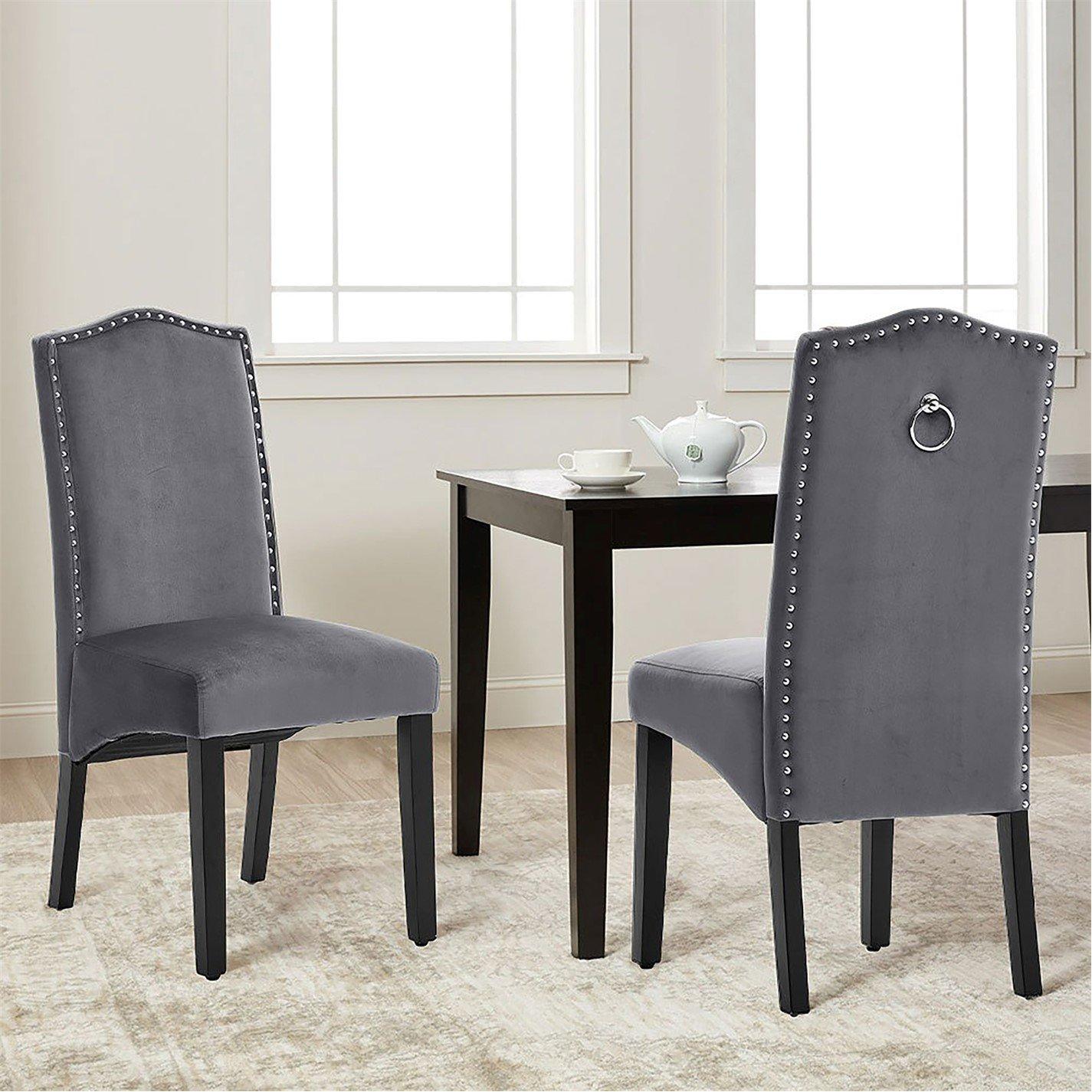 Grey - Kabinet UK - 2 PCS Velvet High Backrest Dinning Chair - 1