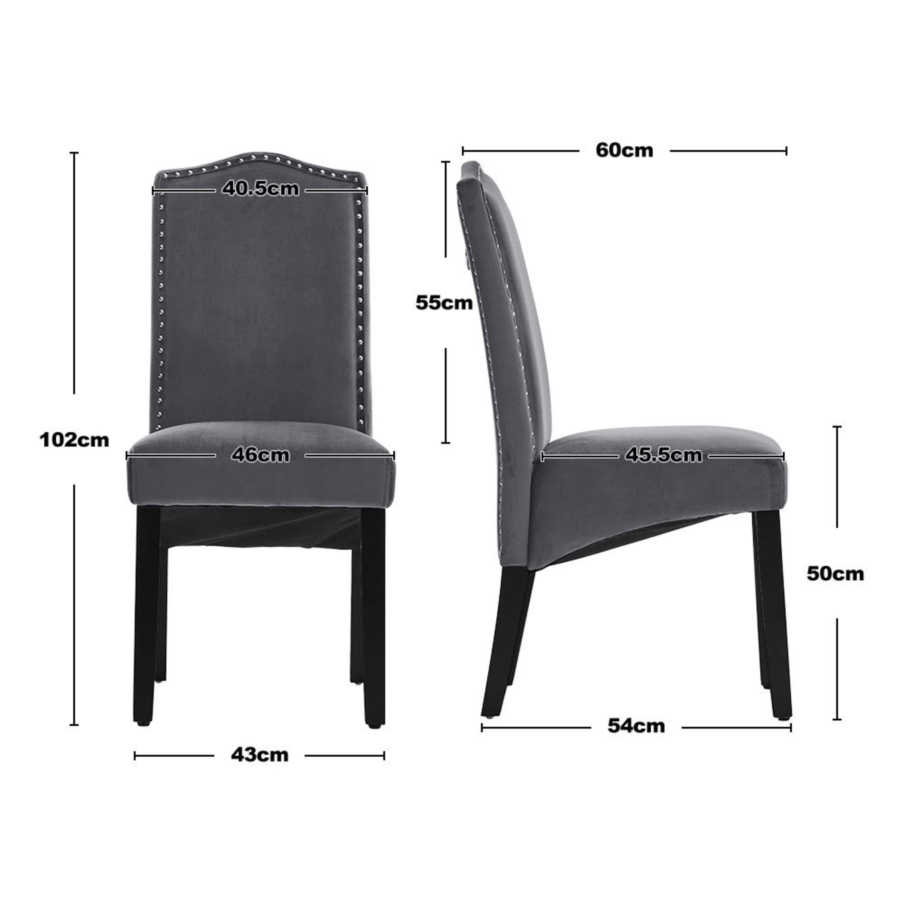 Grey - Kabinet UK - 2 PCS Velvet High Backrest Dinning Chair - 12