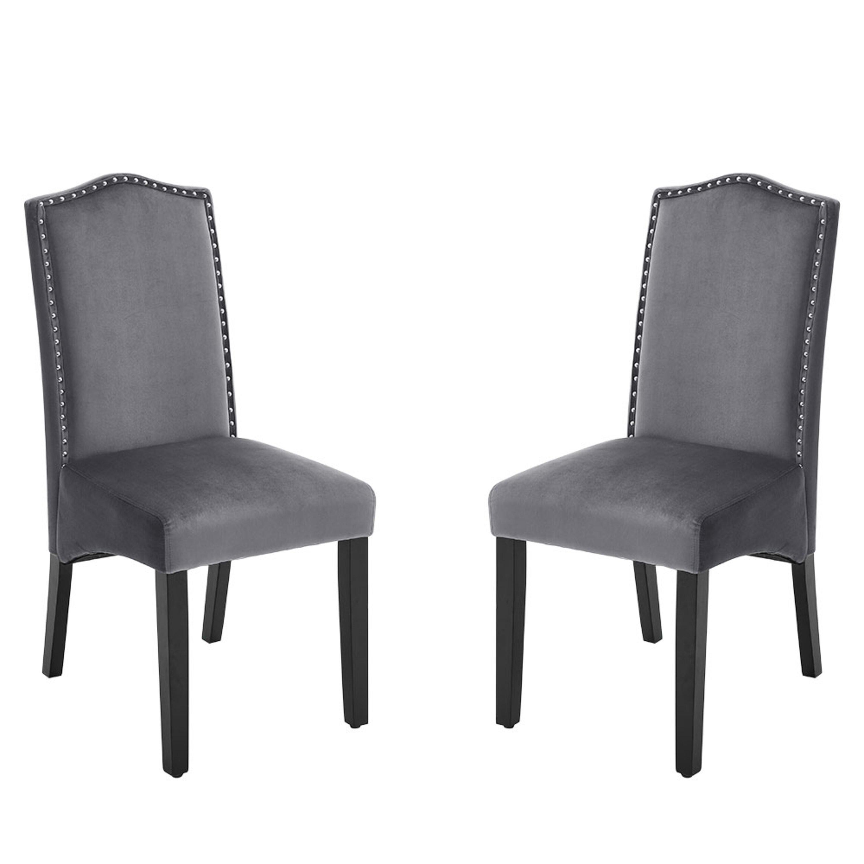 Grey - Kabinet UK - 2 PCS Velvet High Backrest Dinning Chair - 3