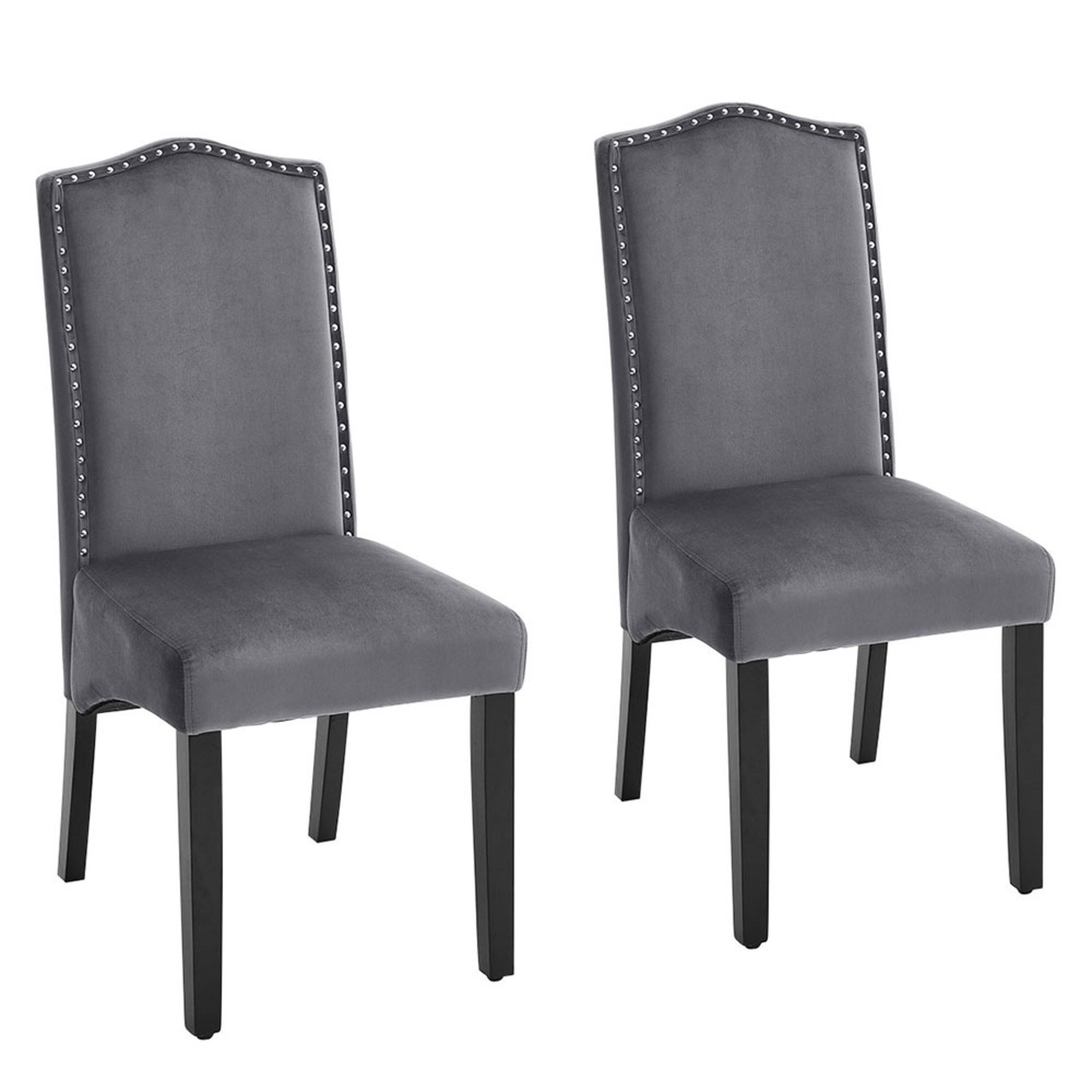 Grey - Kabinet UK - 2 PCS Velvet High Backrest Dinning Chair - 4