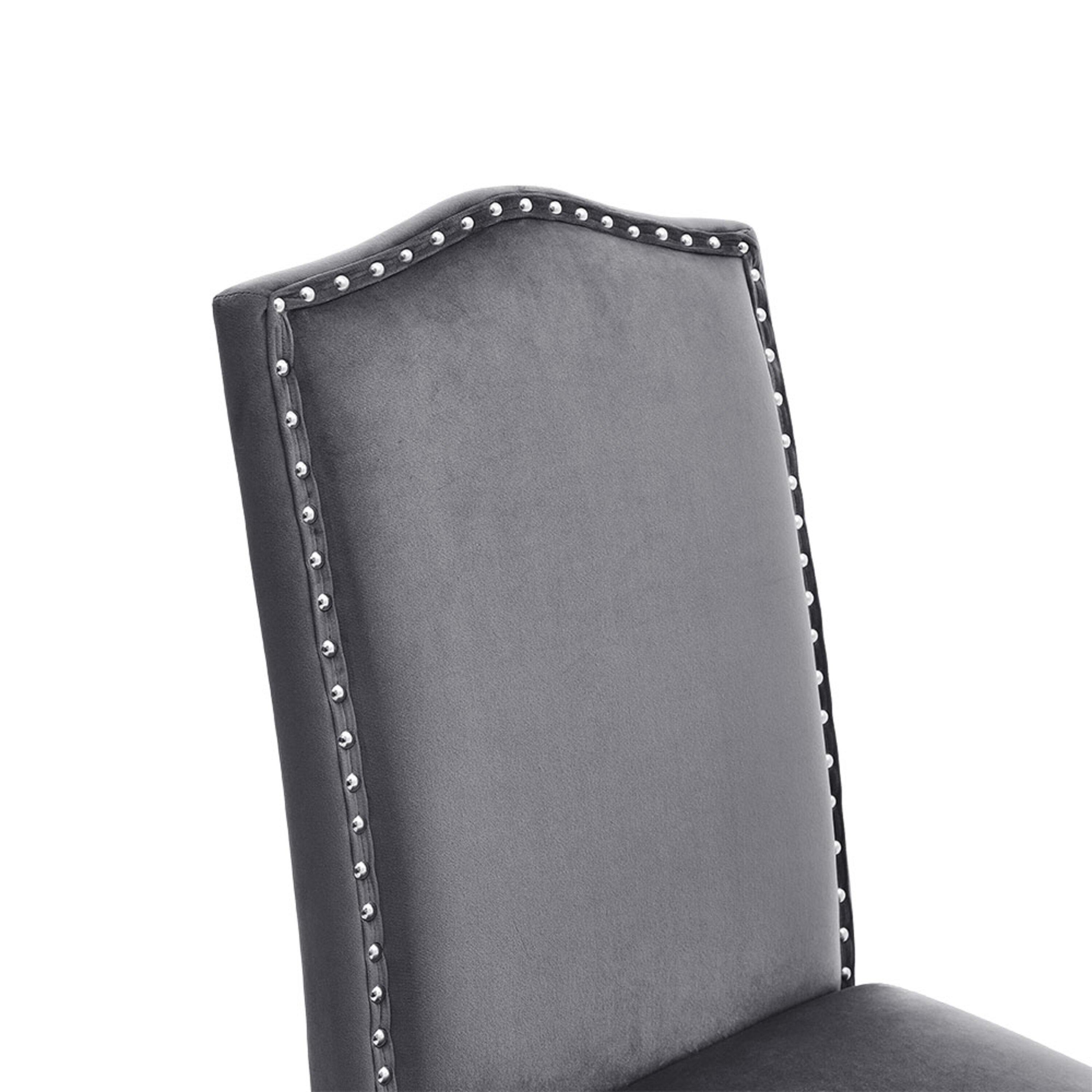 Grey - Kabinet UK - 2 PCS Velvet High Backrest Dinning Chair - 9