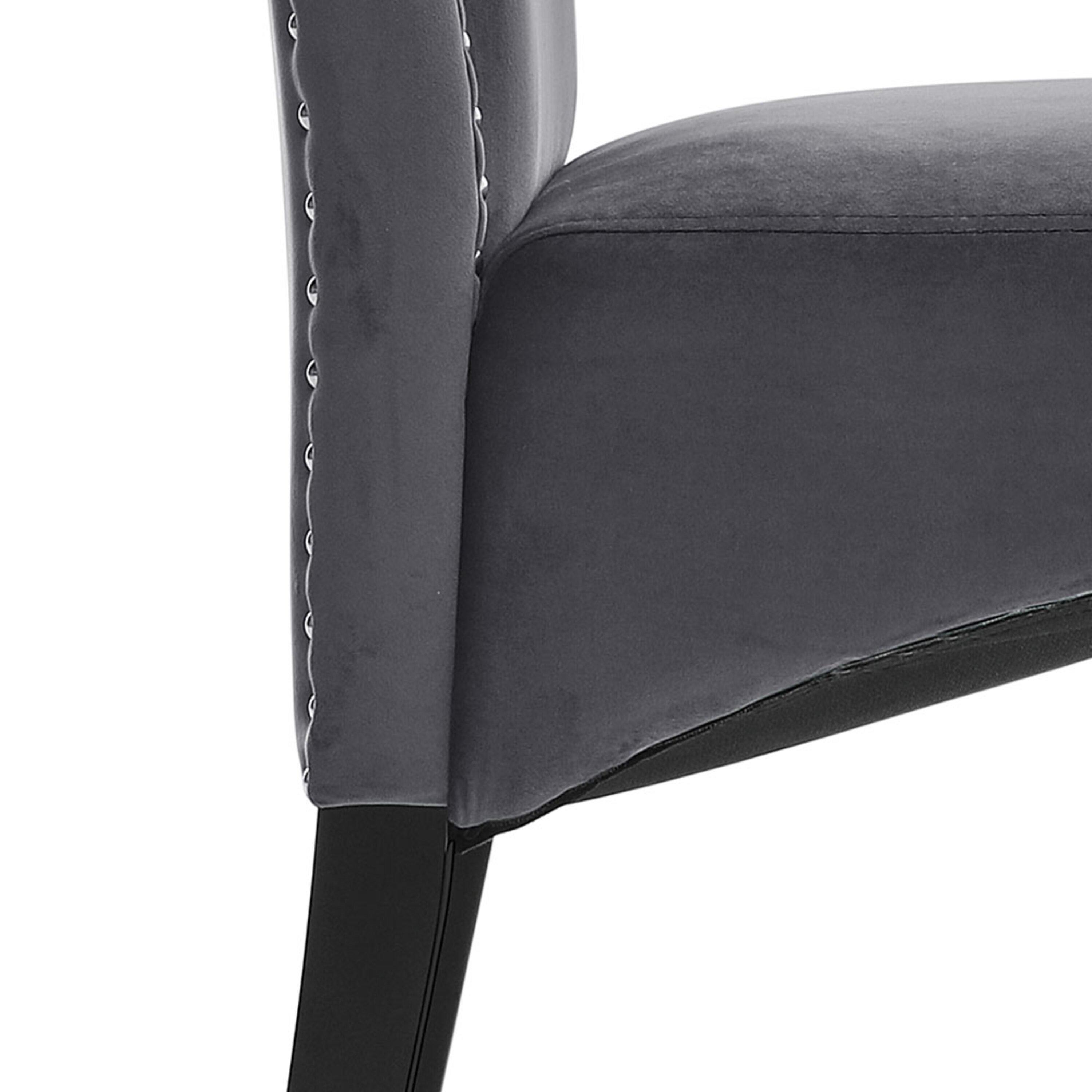 Grey - Kabinet UK - 2 PCS Velvet High Backrest Dinning Chair - 10