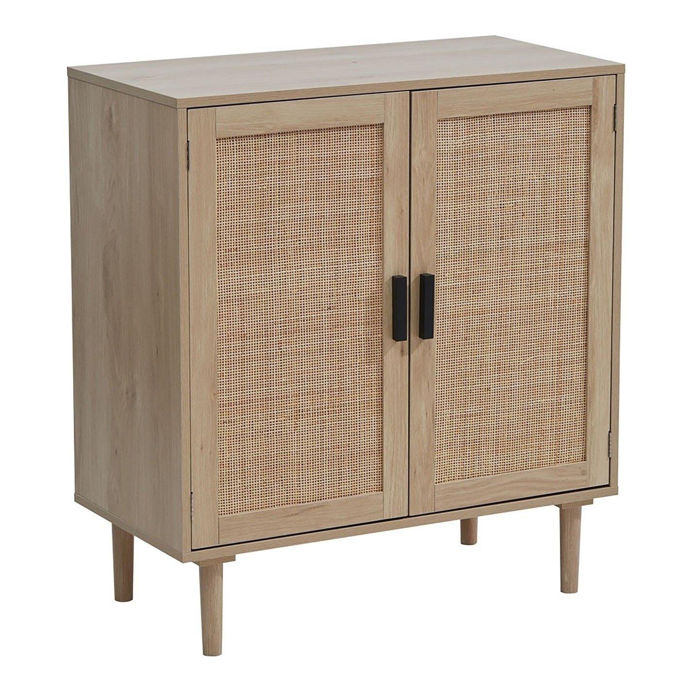 Brown - Kabinet UK - Rattan Sideboard with Double Doors and Shelf - 3