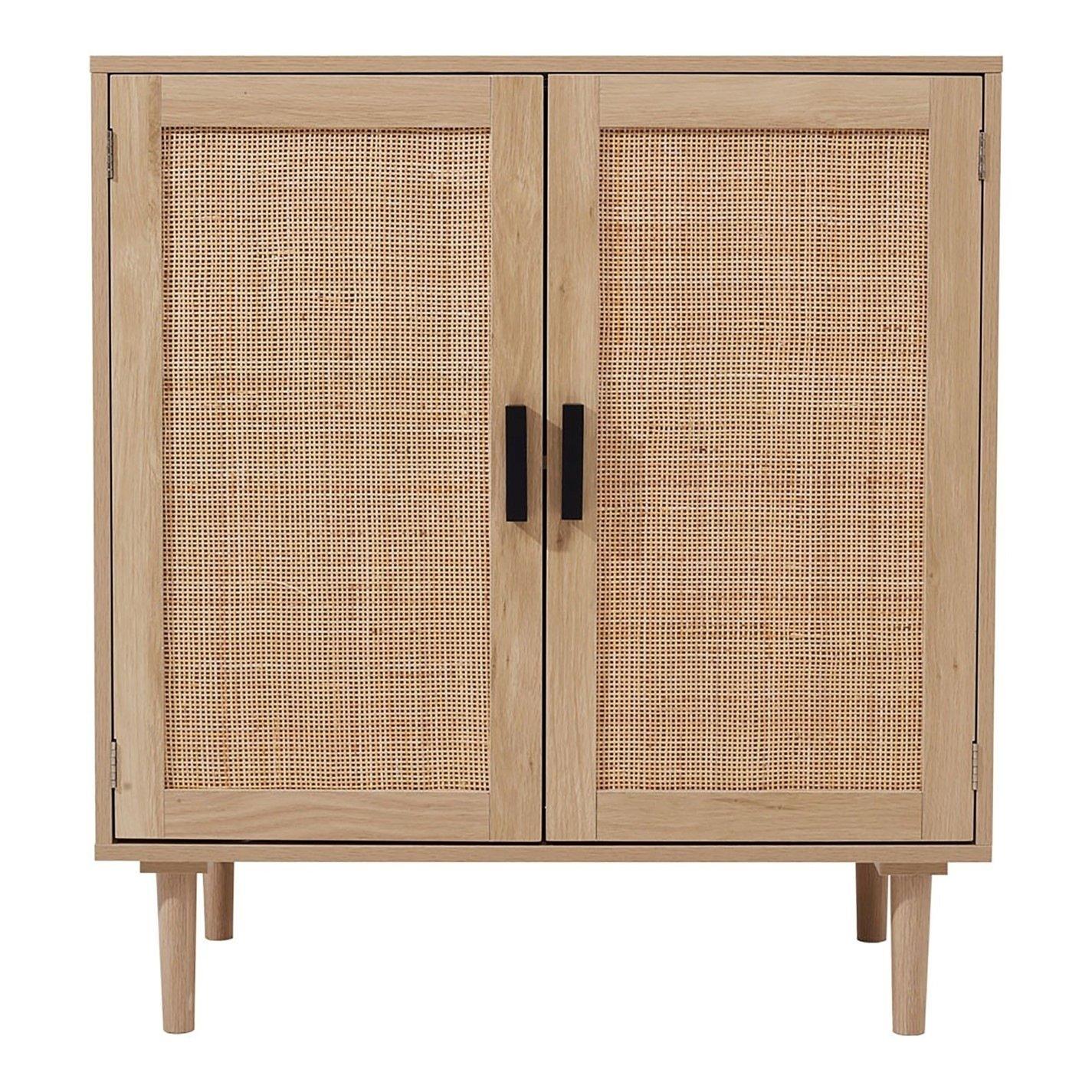 Brown - Kabinet UK - Rattan Sideboard with Double Doors and Shelf - 4