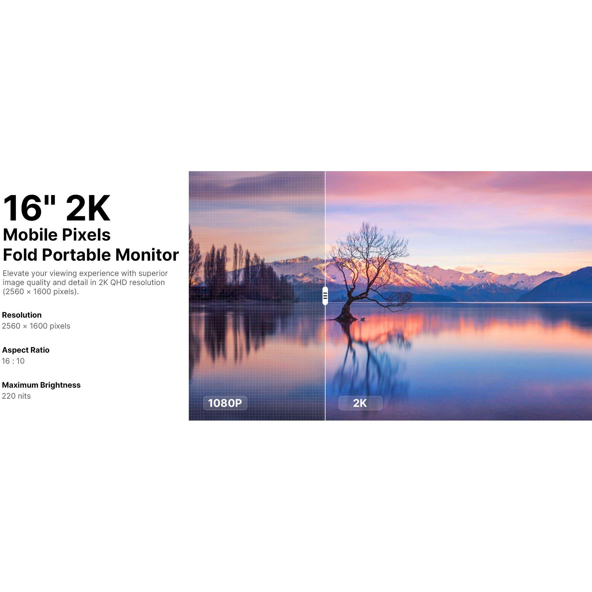 Black - MobilePixel - Mobile Pixel 16 Fold 2.5K QHD Portable USB-C Monitor - 3