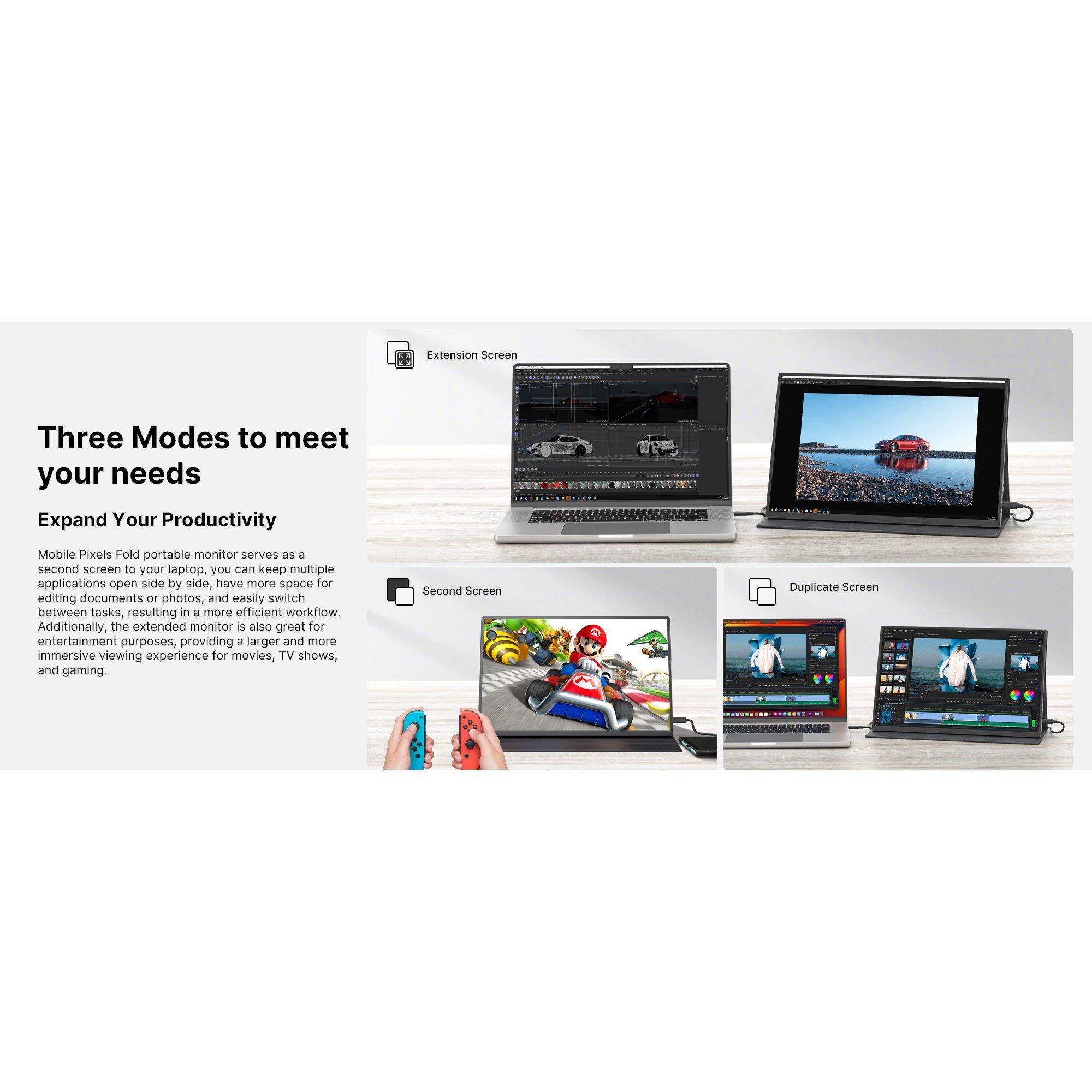 Black - MobilePixel - Mobile Pixel 16 Fold 2.5K QHD Portable USB-C Monitor - 8