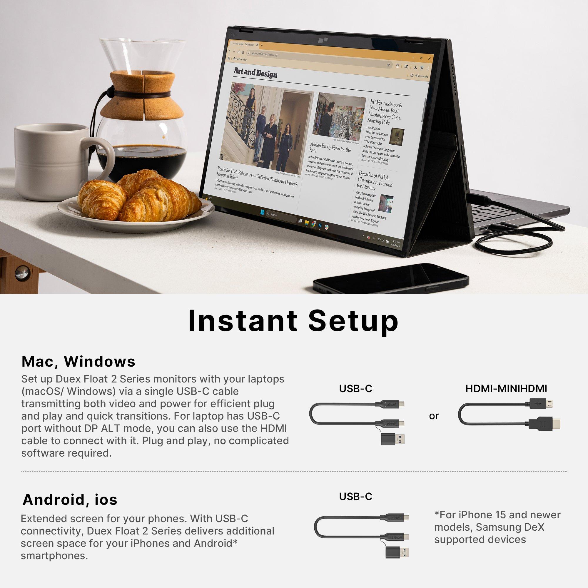 Black - MobilePixel - Mobile Pixel Duex Float 2 15.6 Full HD 1080p Portable USB-C Monitor - 5