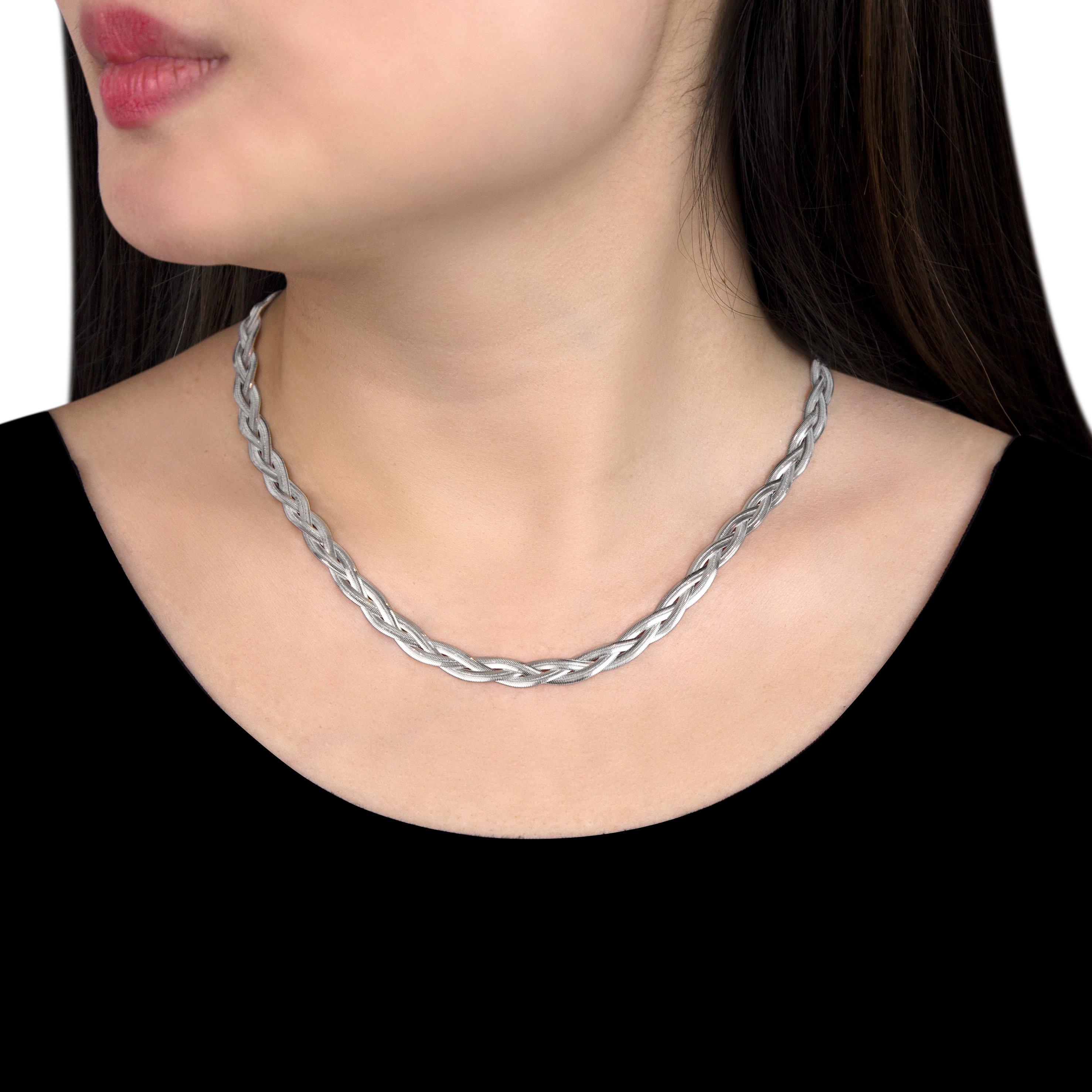 Sterling Silver - Be You - Sterling Silver Twined Herringbone Necklace - 2