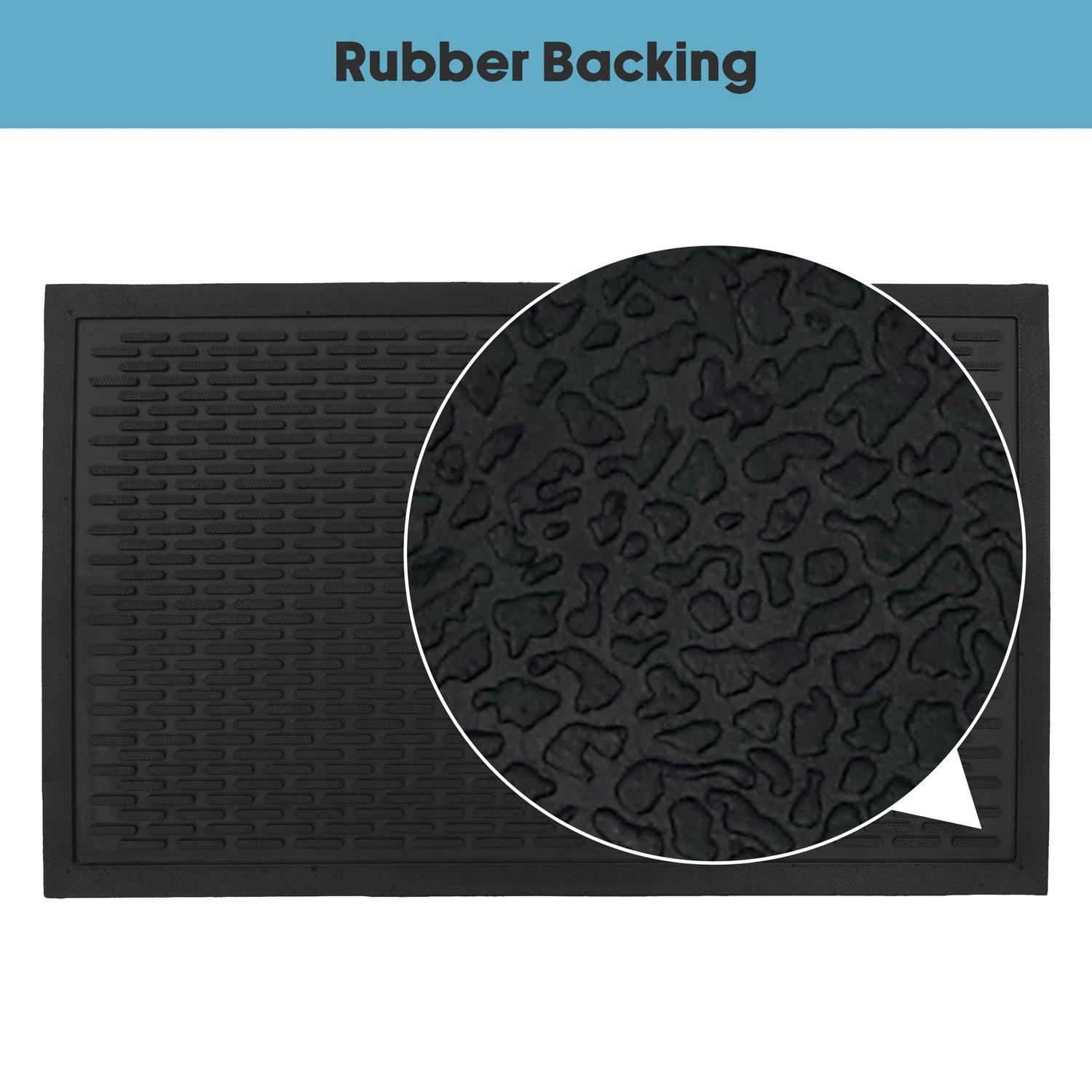 Black - JVL - Olympus Rubber Scraper Medium Doormat - 6