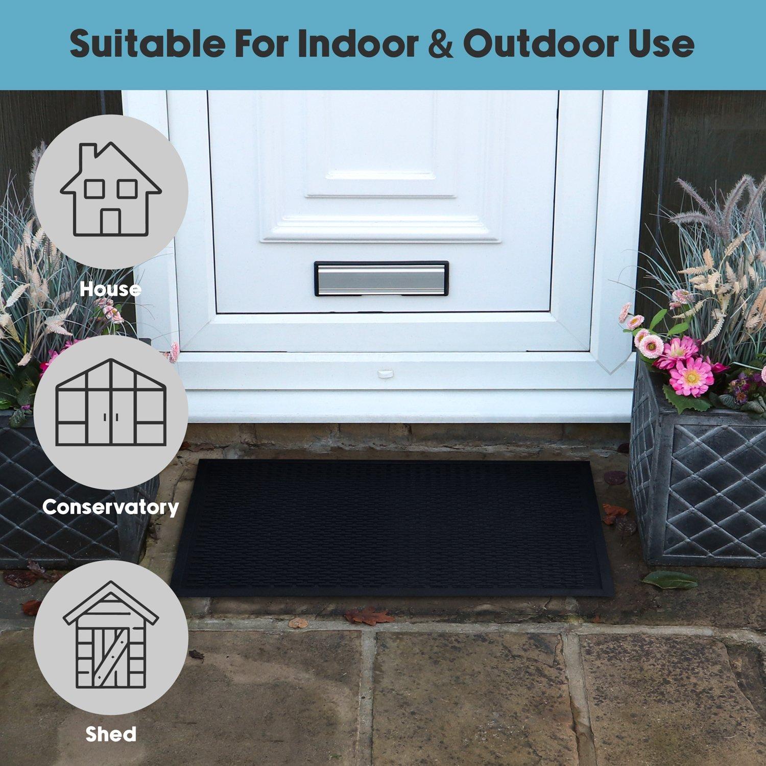 Black - JVL - Olympus Rubber Scraper Medium Doormat - 7