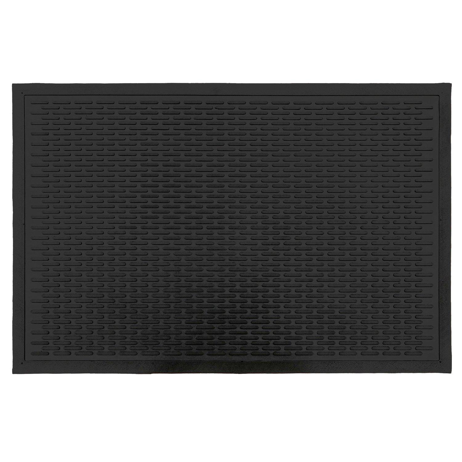 Black - JVL - Olympus Rubber Scraper Large Doormat - 1