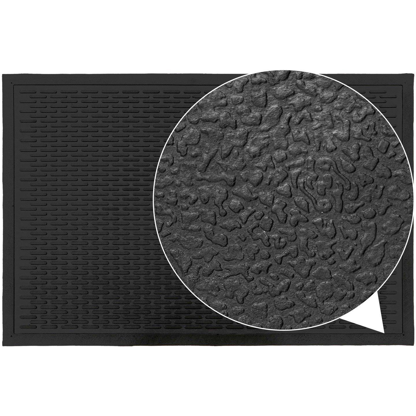 Black - JVL - Olympus Rubber Scraper Large Doormat - 7