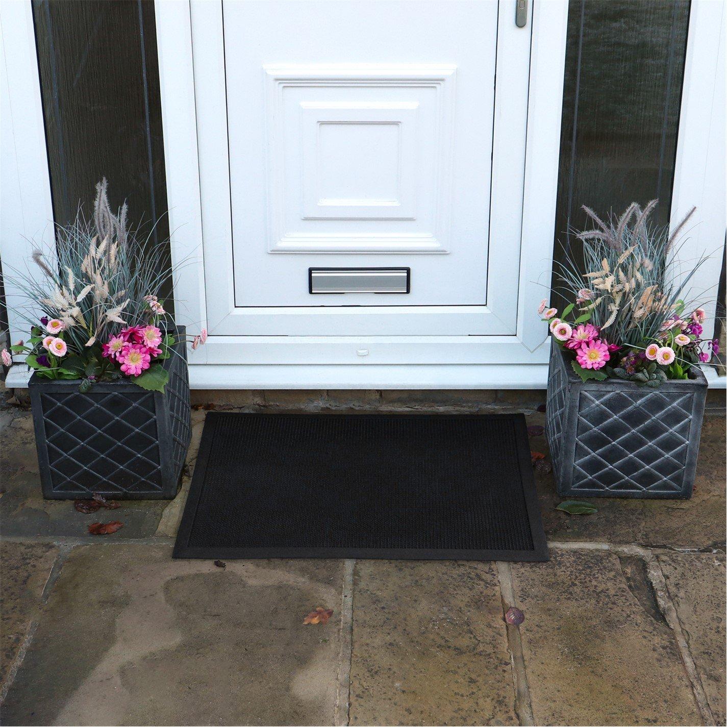 Black - JVL - Orion Rubber Scraper Large Doormat - 1