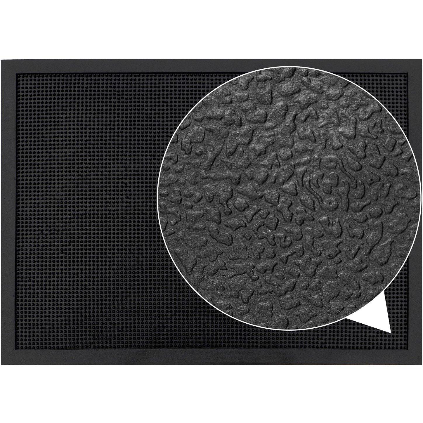 Black - JVL - Orion Rubber Scraper Large Doormat - 6