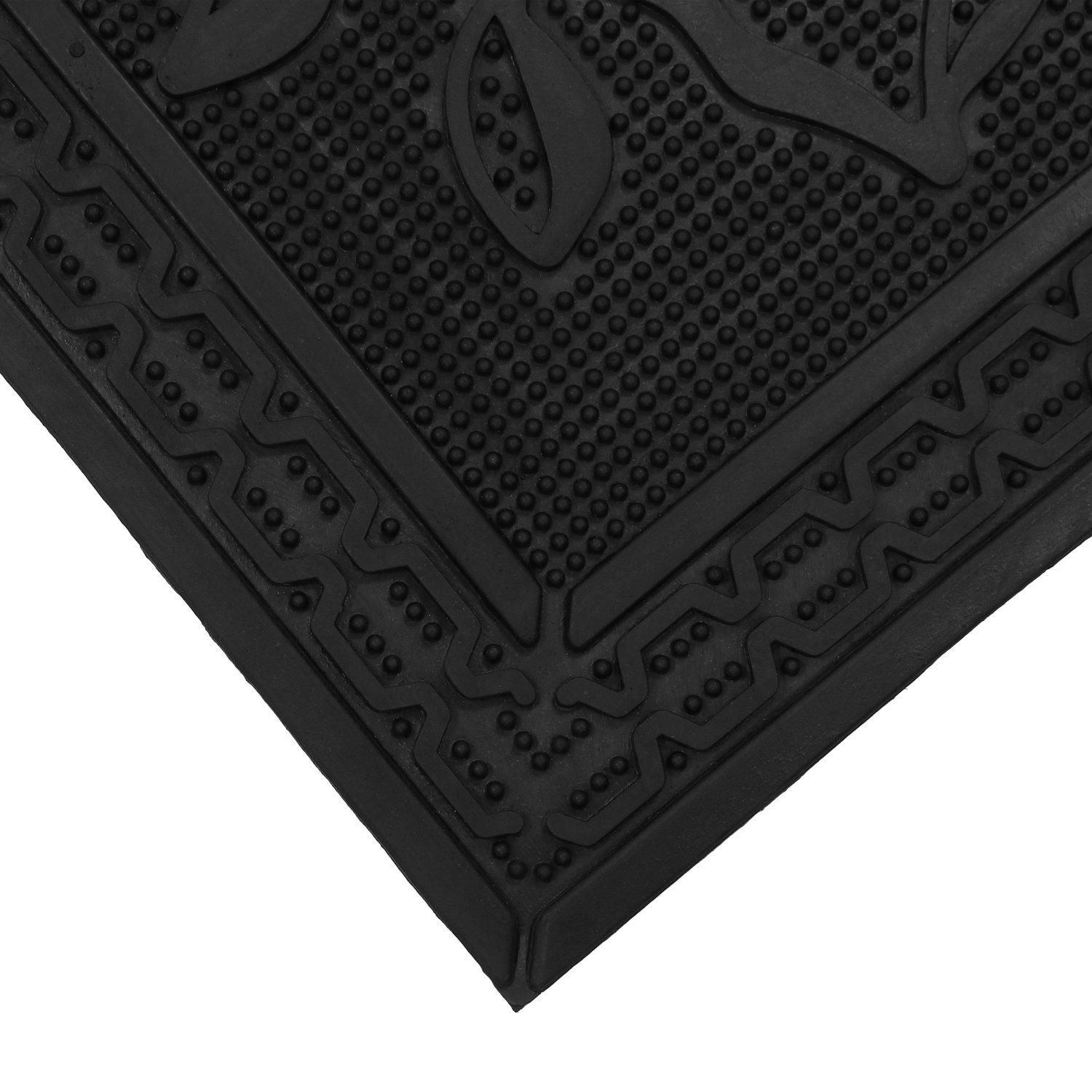 Black - JVL - Foliage Rubber Scraper Doormat - 2