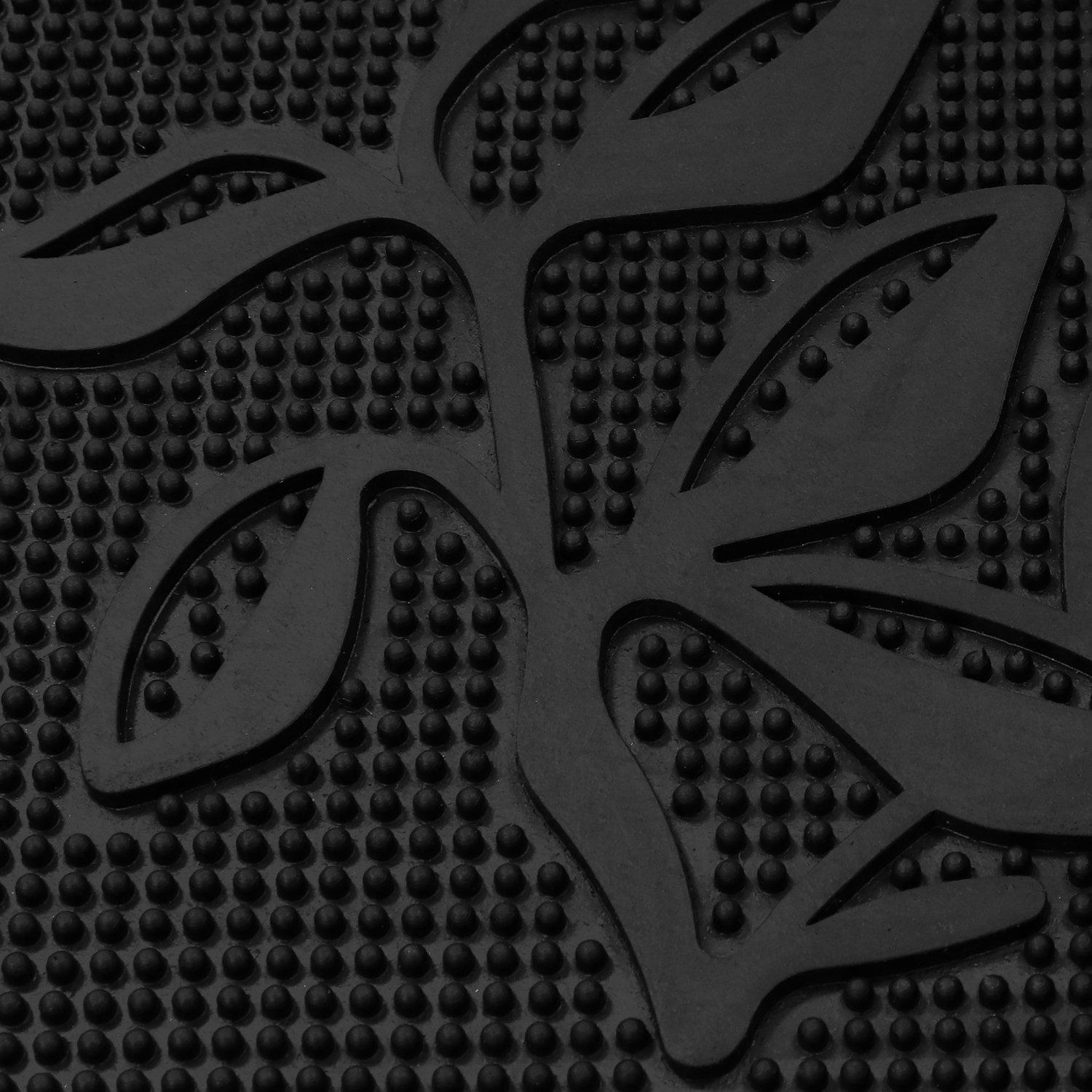 Black - JVL - Foliage Rubber Scraper Doormat - 3