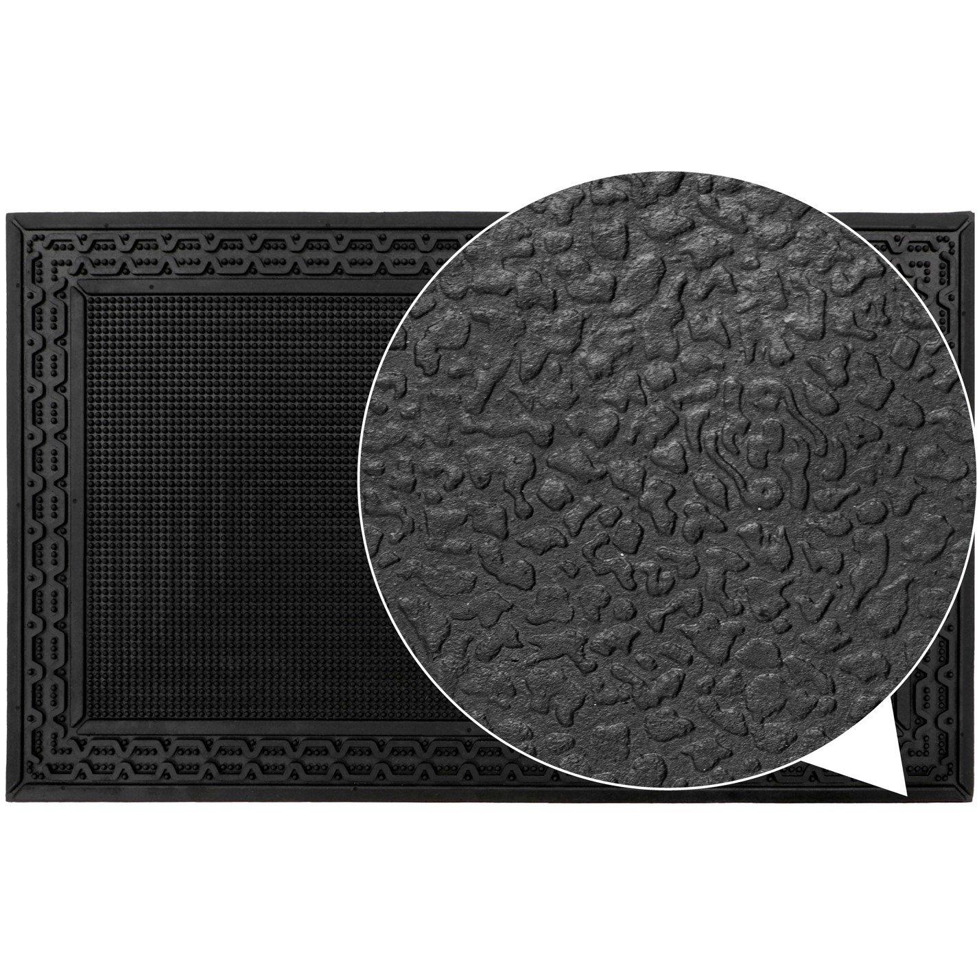 Black - JVL - Foliage Rubber Scraper Doormat - 5