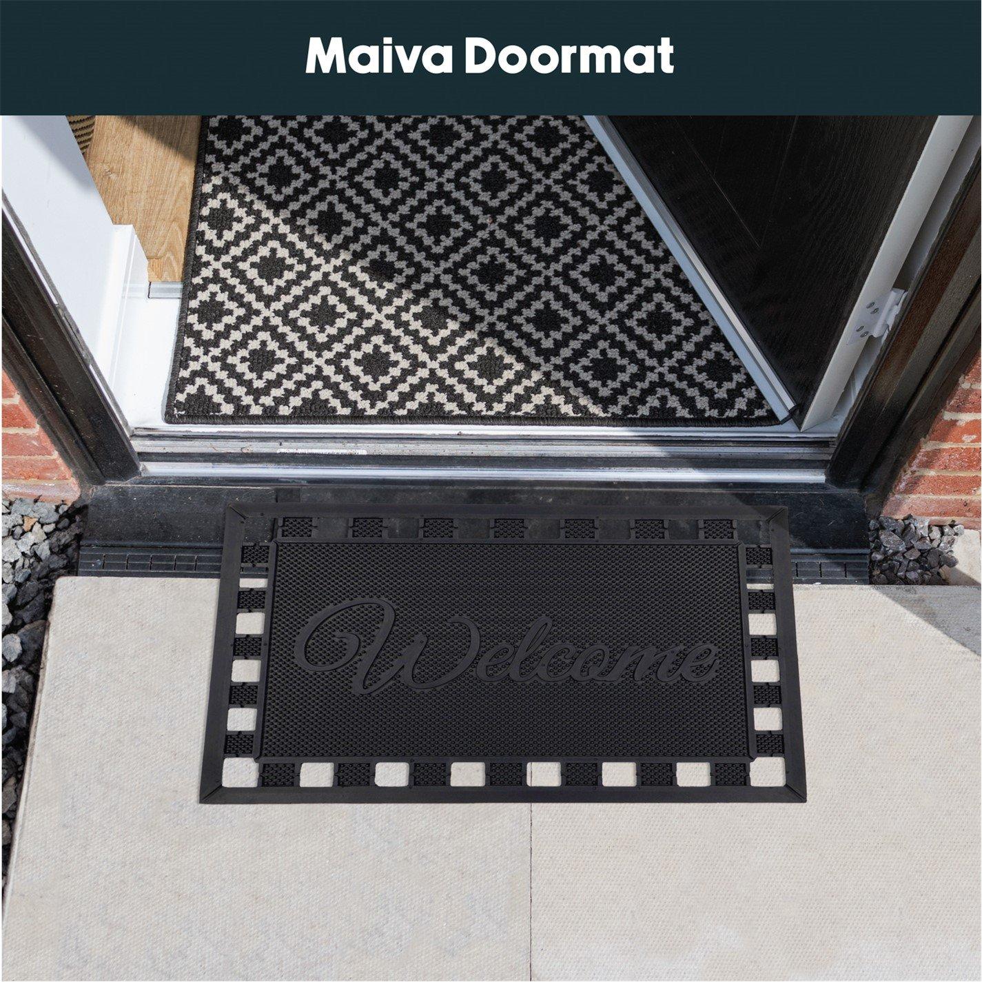 Black - JVL - Maiva Welcome Rubber Scraper Doormat - 1
