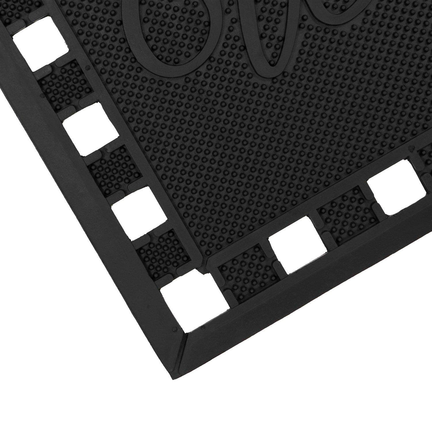 Black - JVL - Maiva Welcome Rubber Scraper Doormat - 2