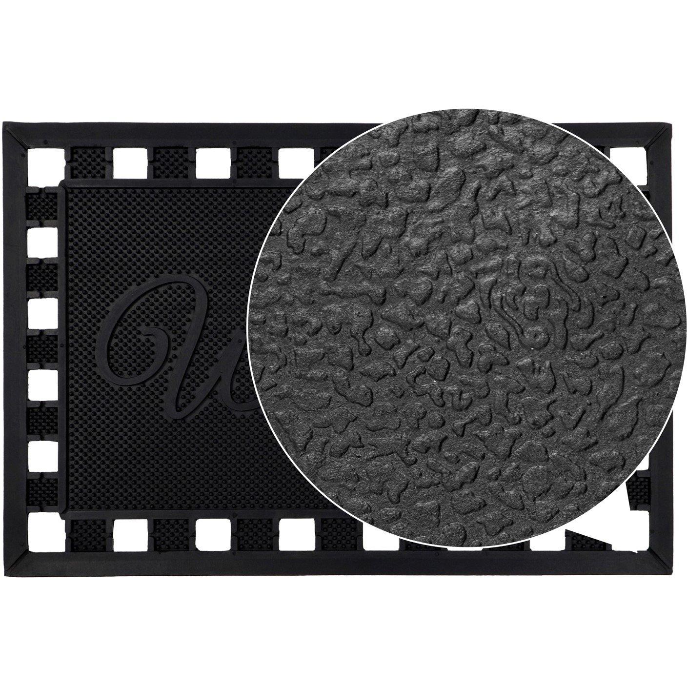 Black - JVL - Maiva Welcome Rubber Scraper Doormat - 6