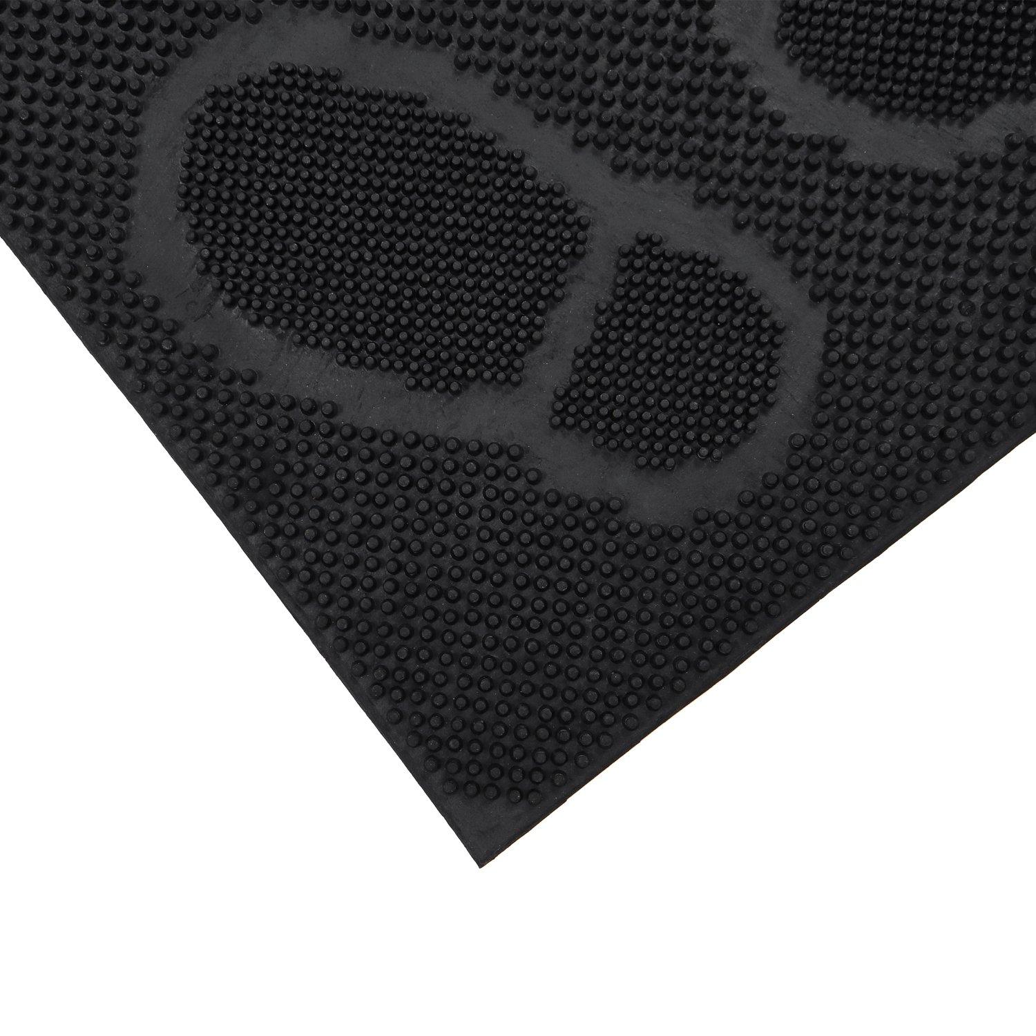 Black - JVL - Footprint Rubber Scraper Doormat - 2