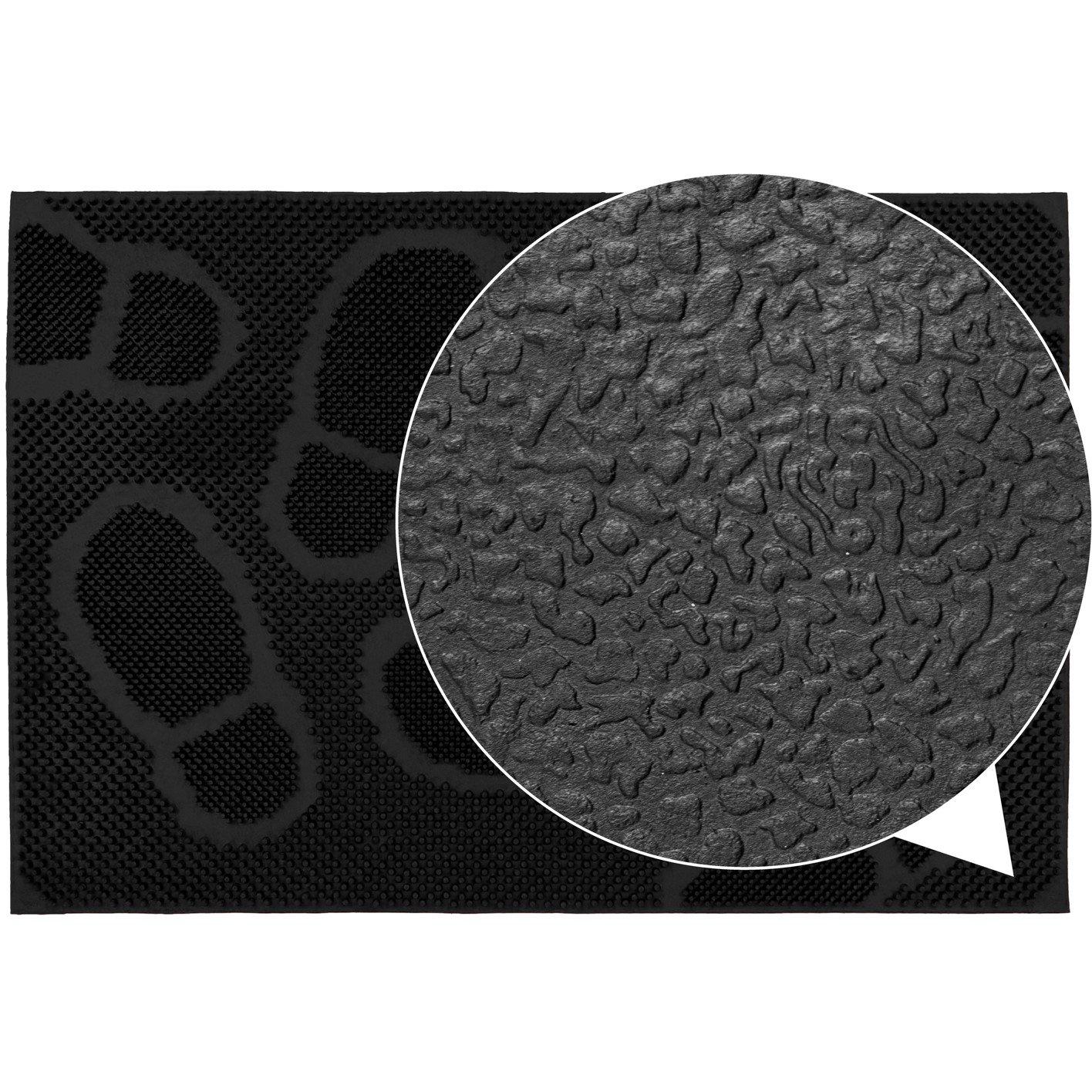 Black - JVL - Footprint Rubber Scraper Doormat - 6