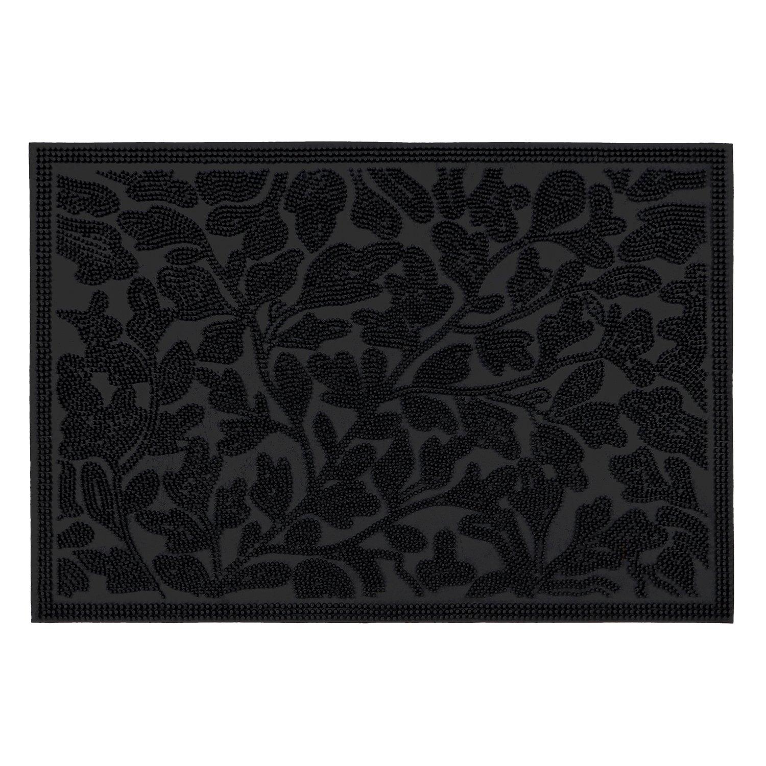 Black - JVL - Botany Rubber Scraper Doormat - 1