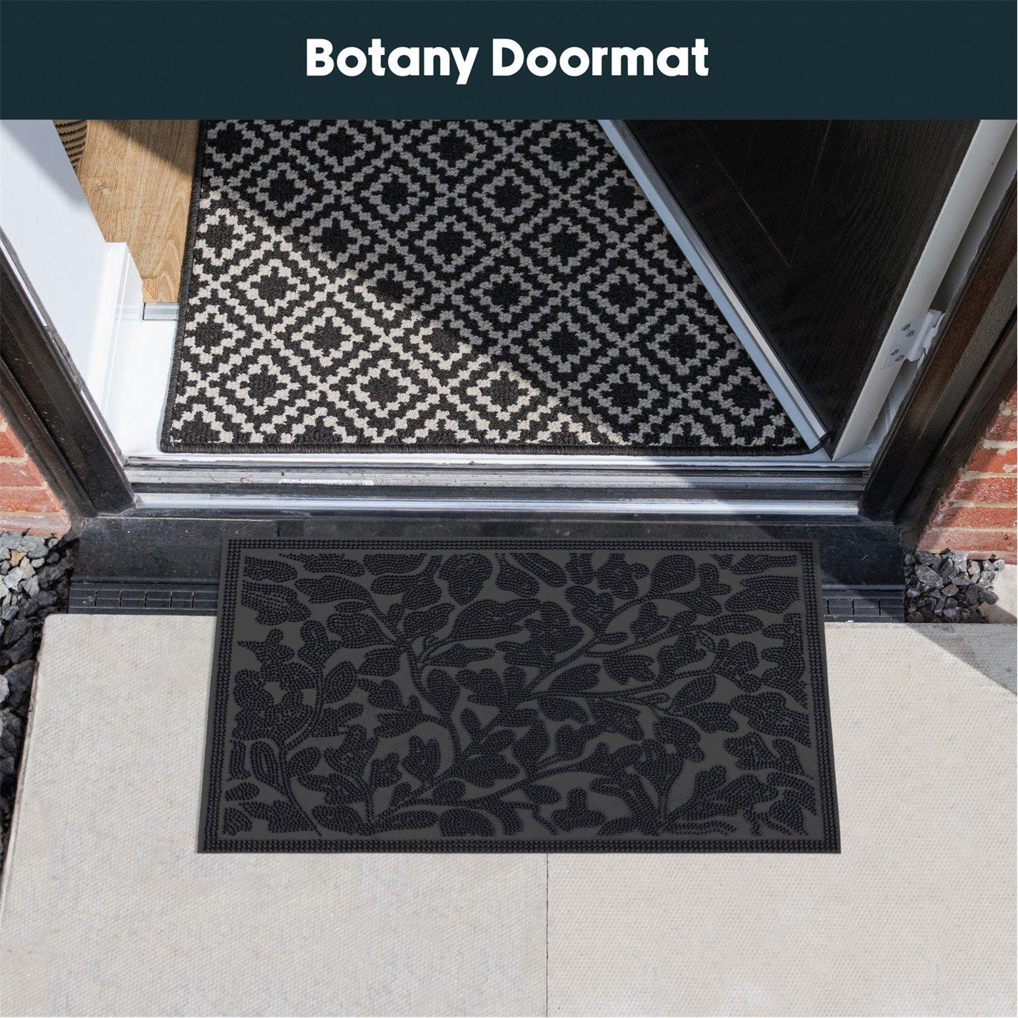 Black - JVL - Botany Rubber Scraper Doormat - 1