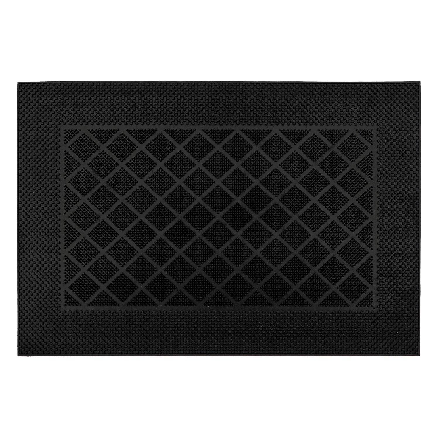 Black - JVL - Harlequin Rubber Scraper Doormat - 1