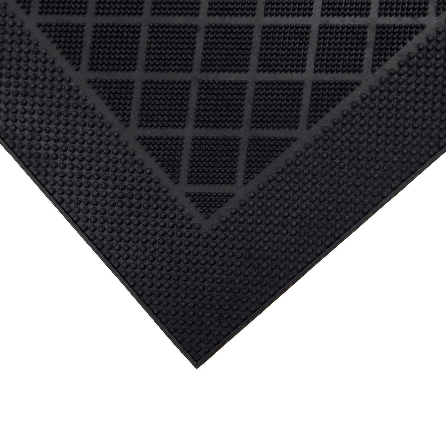 Black - JVL - Harlequin Rubber Scraper Doormat - 2