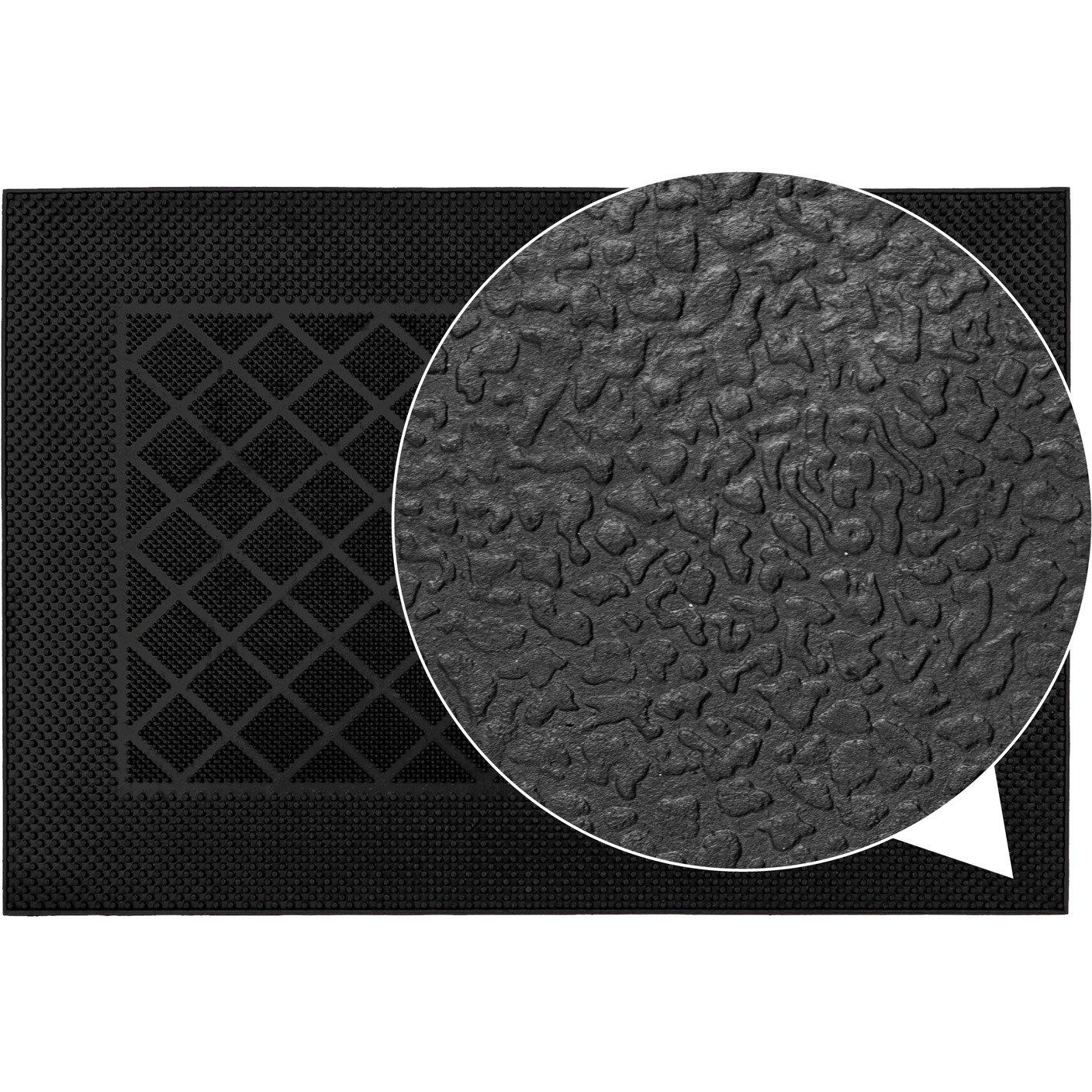 Black - JVL - Harlequin Rubber Scraper Doormat - 5