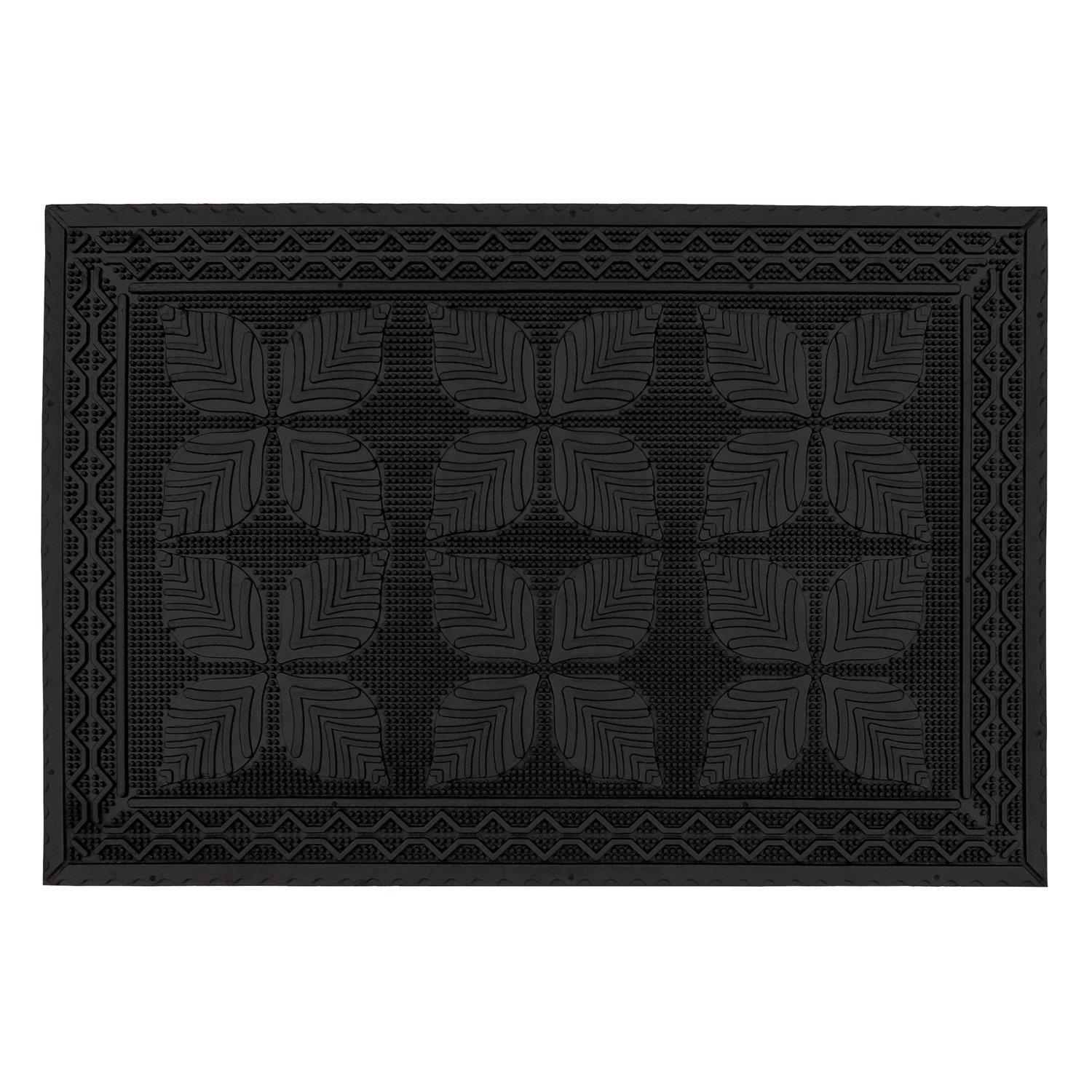 Black - JVL - Linden Rubber Scraper Doormat - 1