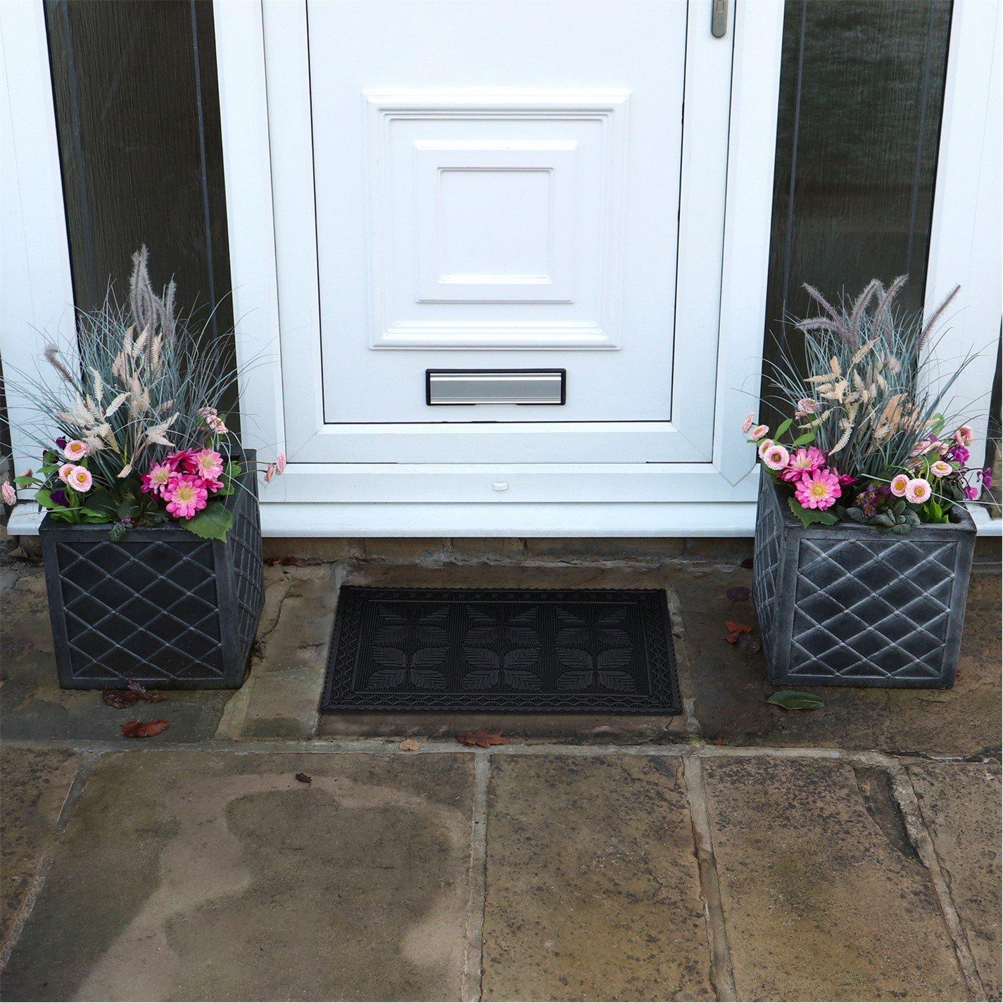 Black - JVL - Linden Rubber Scraper Doormat - 1